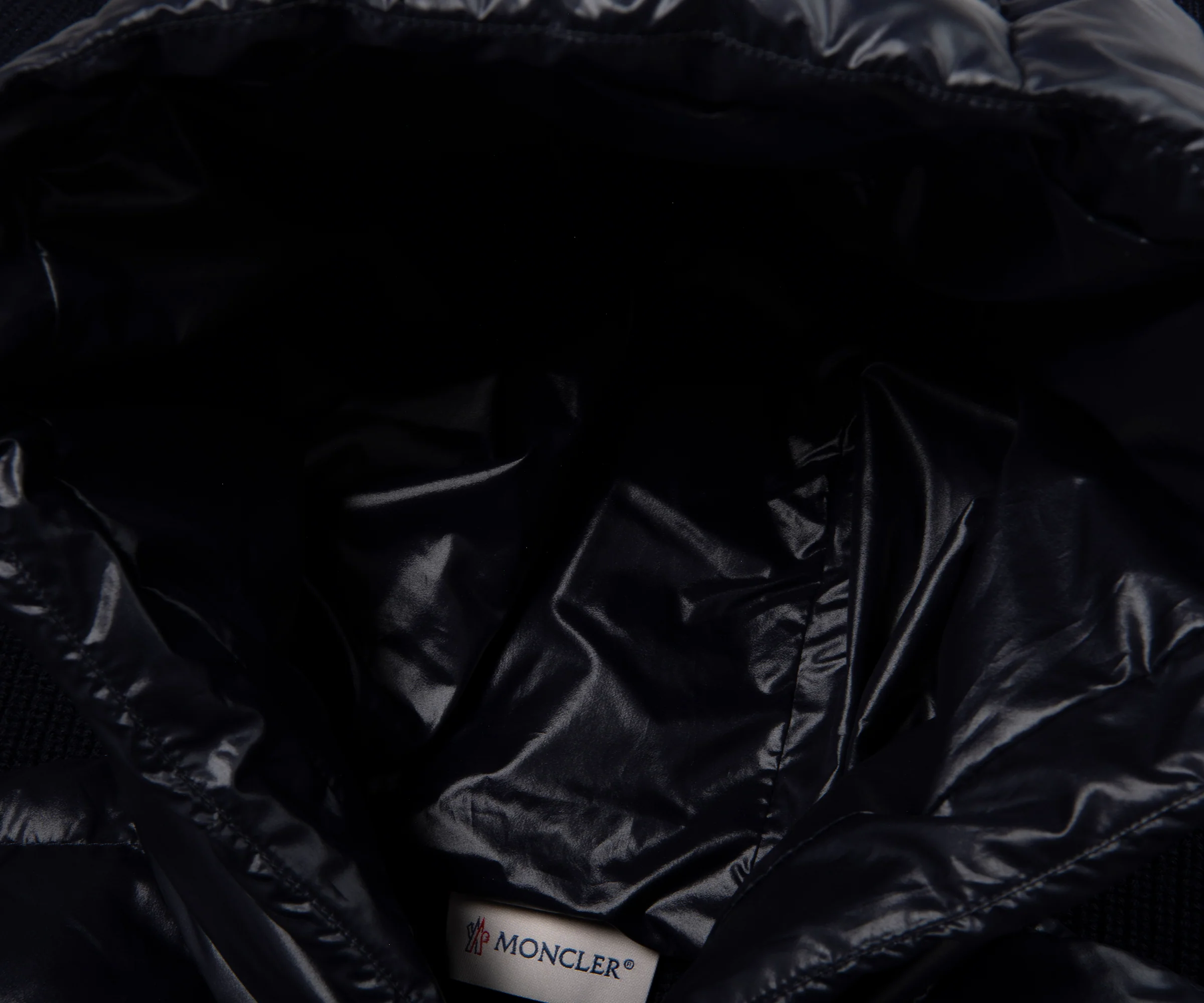 Moncler Navy Padded Wool Zip-Up Hoodie - Image 2