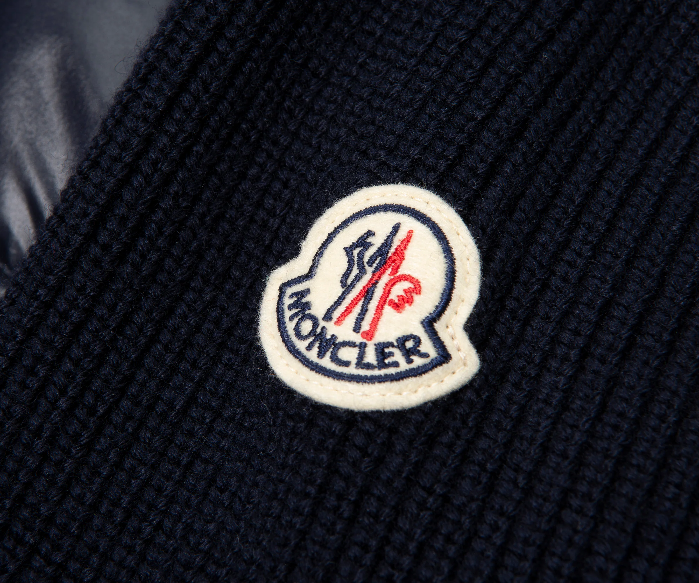 Moncler Navy Padded Wool Zip-Up Hoodie - Image 4