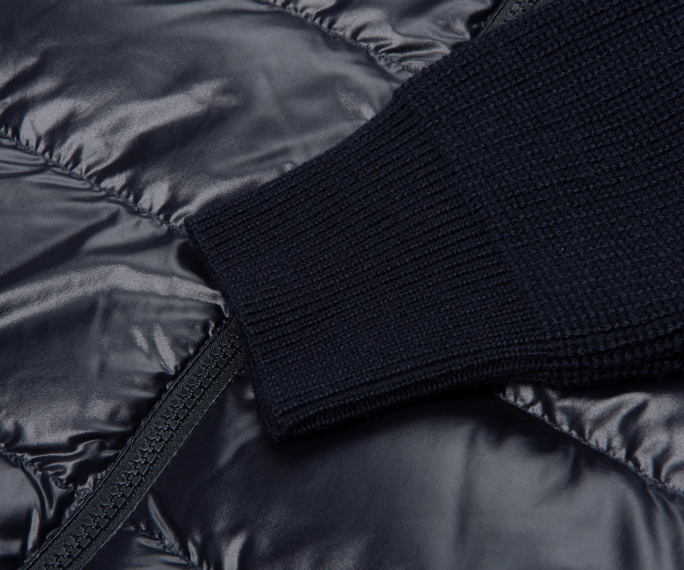 Moncler Navy Padded Wool Zip-Up Hoodie - Image 5