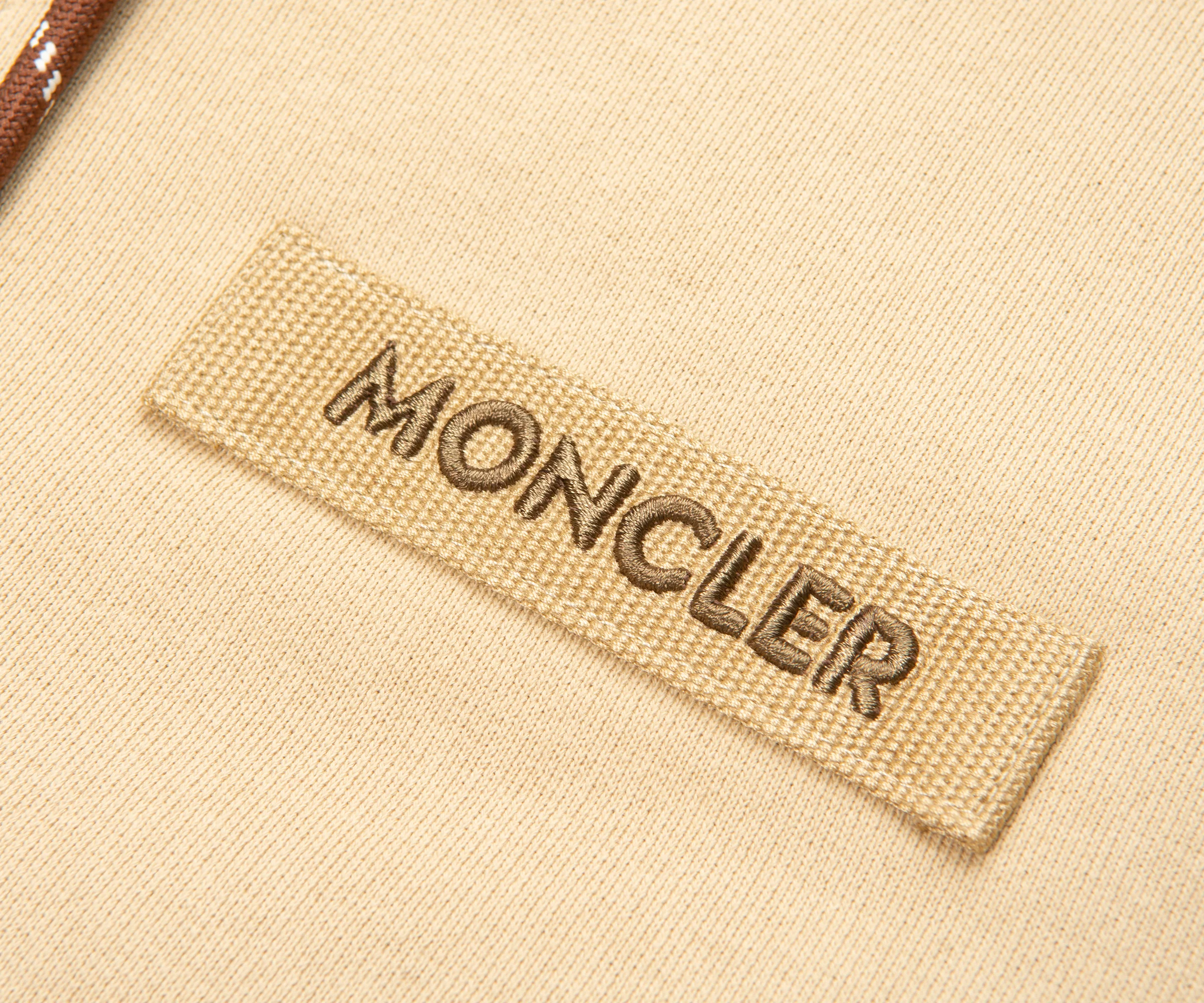 Moncler Sand Full Zip Brown Trimming Nylon Hooded Sweater - Image 5