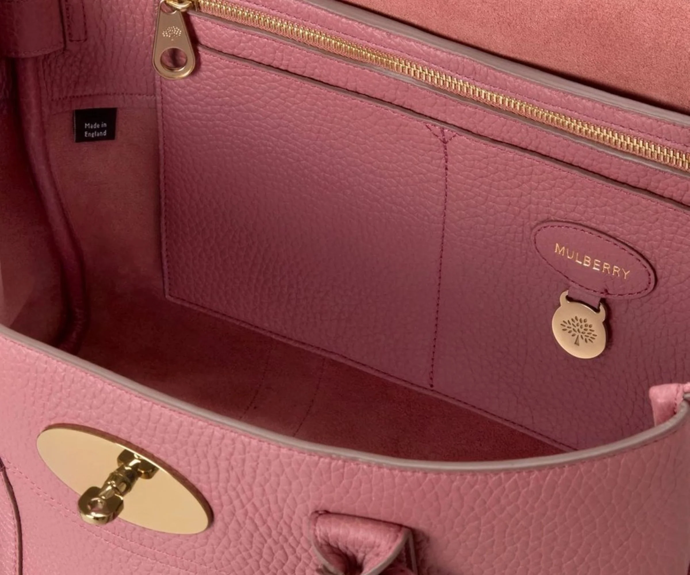 Mulberry Pink Scrumpy Bayswater Grained Leather Bag - Image 3