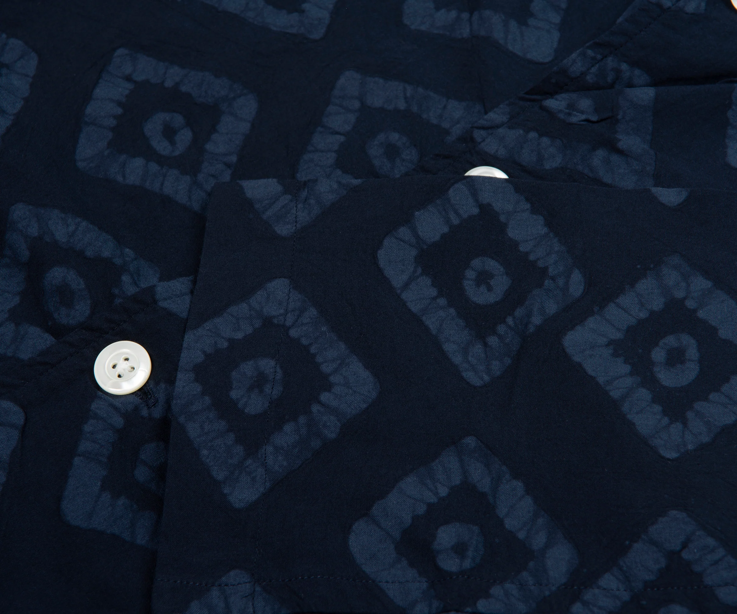 Norse Project Mads Batik Navy SS Shirt - Image 4
