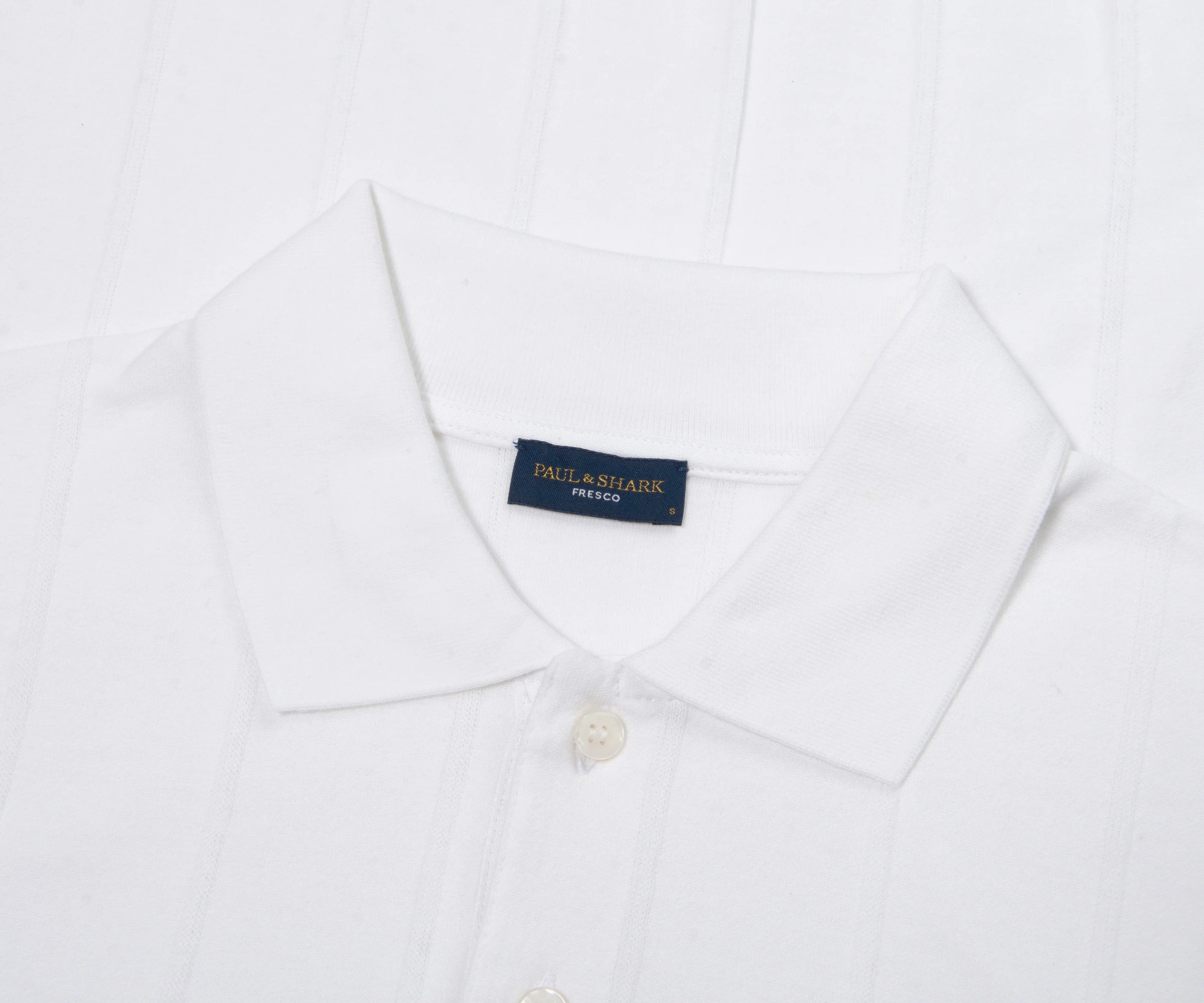 Paul & Shark White Ribbed Knit SS Polo - Image 2