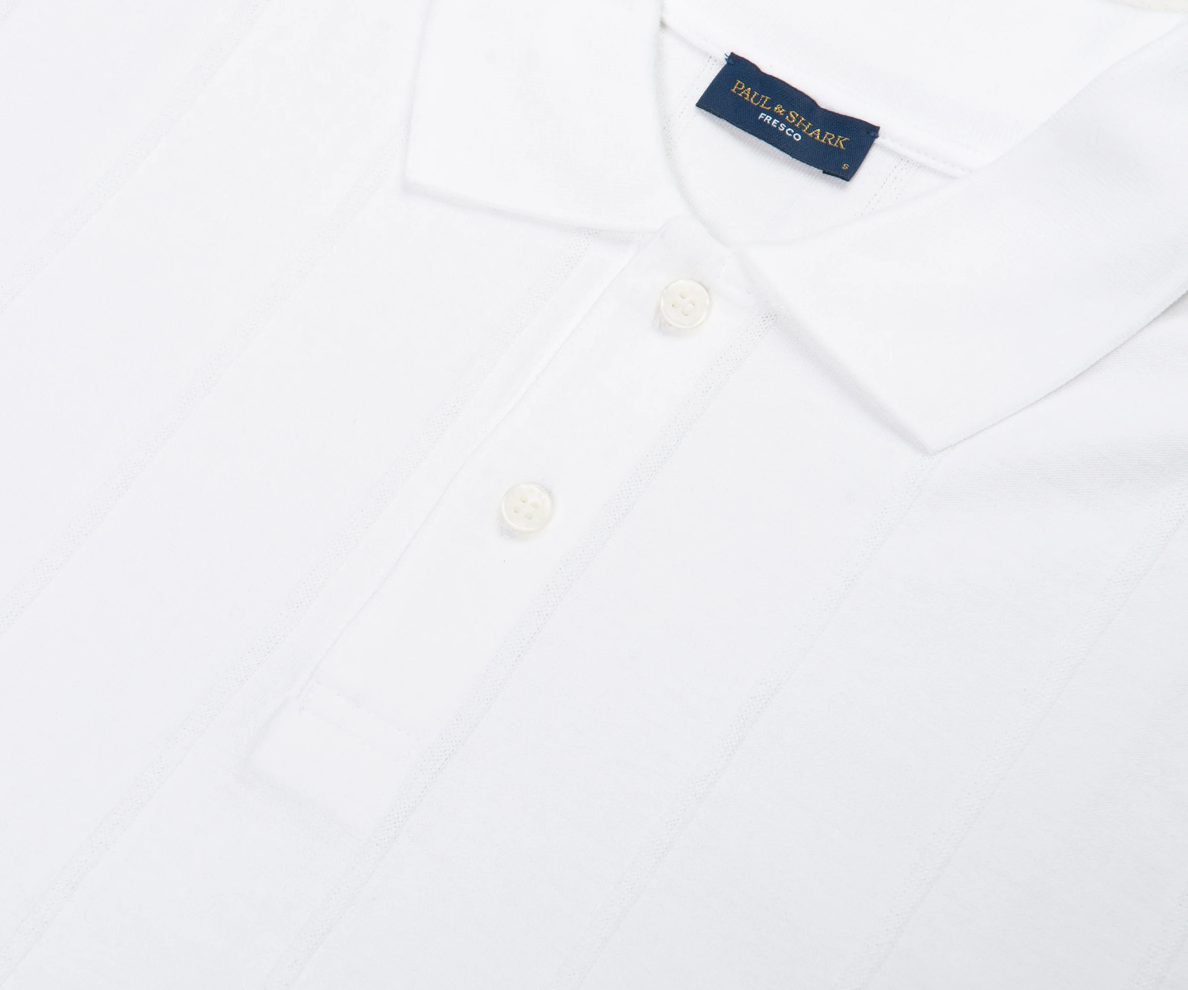 Paul & Shark White Ribbed Knit SS Polo - Image 3