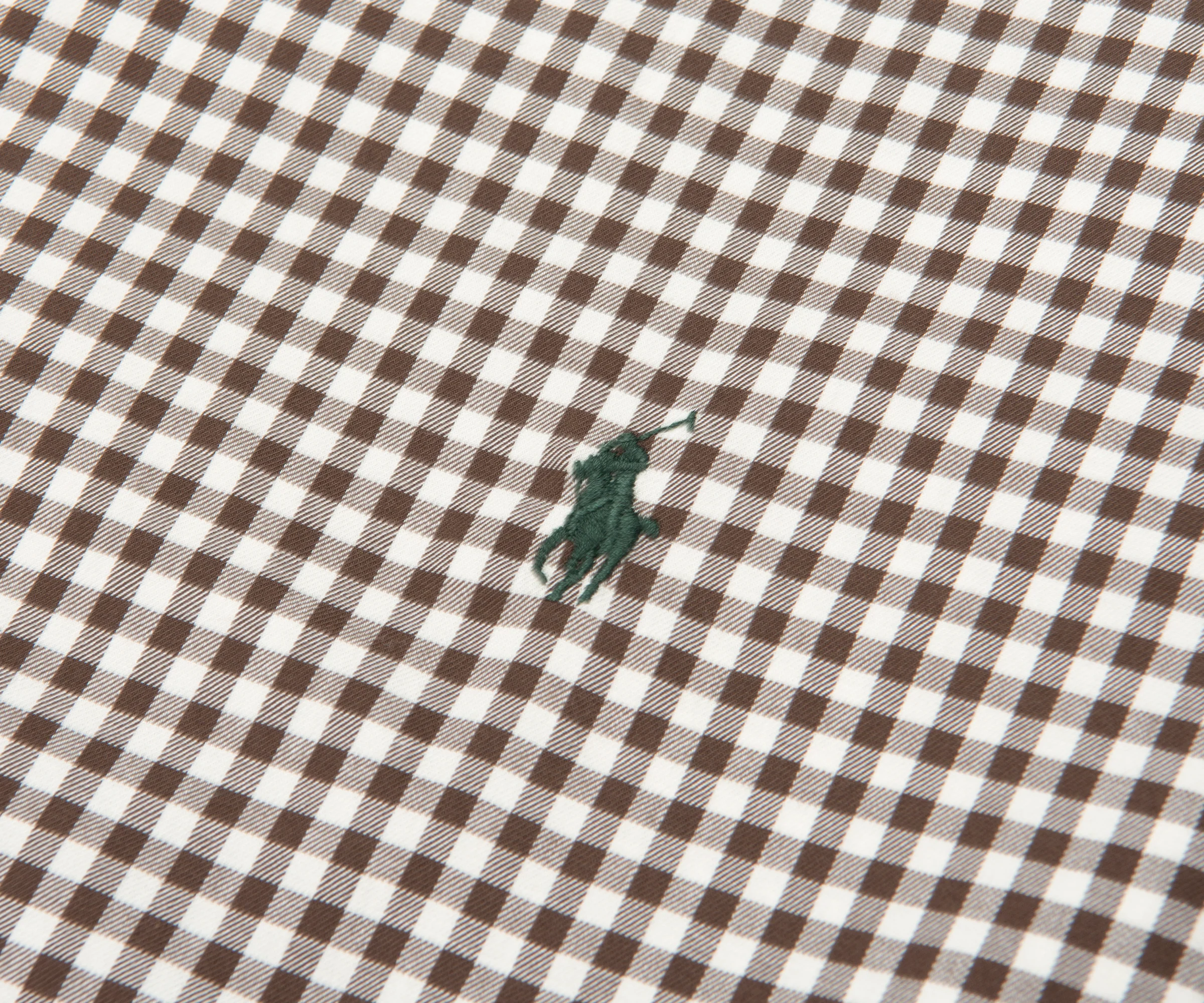 Ralph Lauren Brown Custom Fit Gingham Stretch Poplin Shirt - Image 3