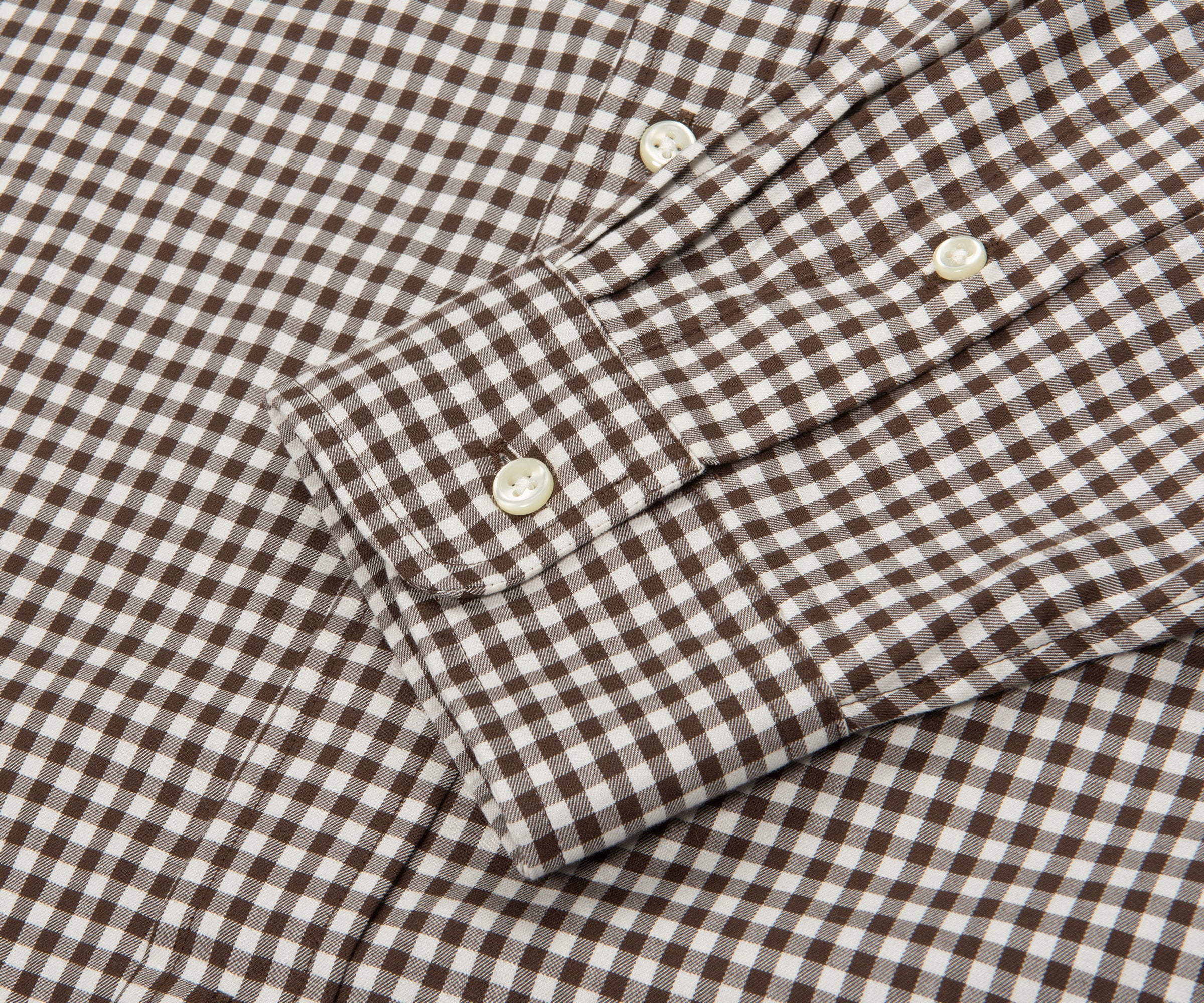 Ralph Lauren Brown Custom Fit Gingham Stretch Poplin Shirt - Image 4