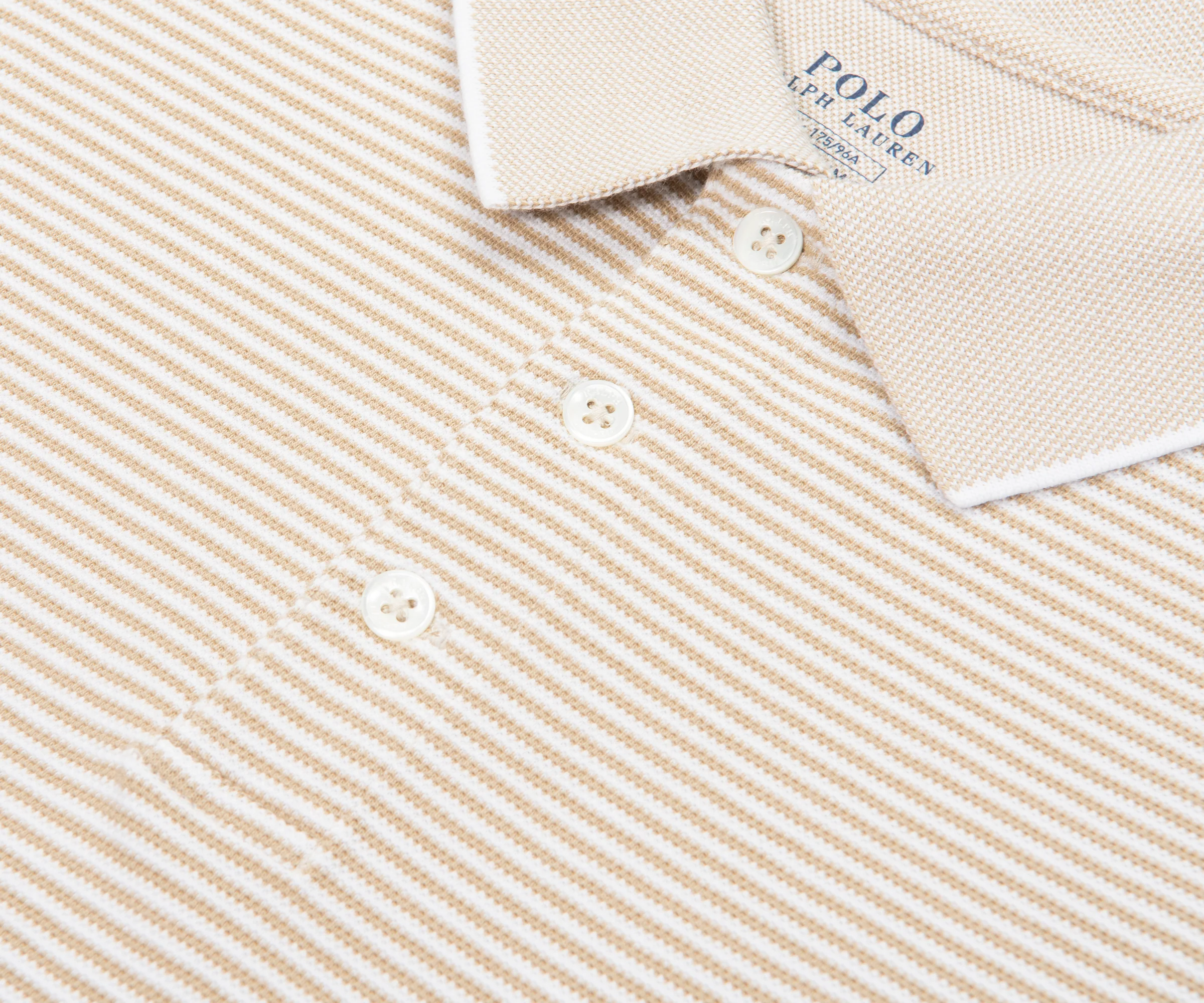 Ralph Lauren Beige/Cream Striped Knitted Polo - Image 3