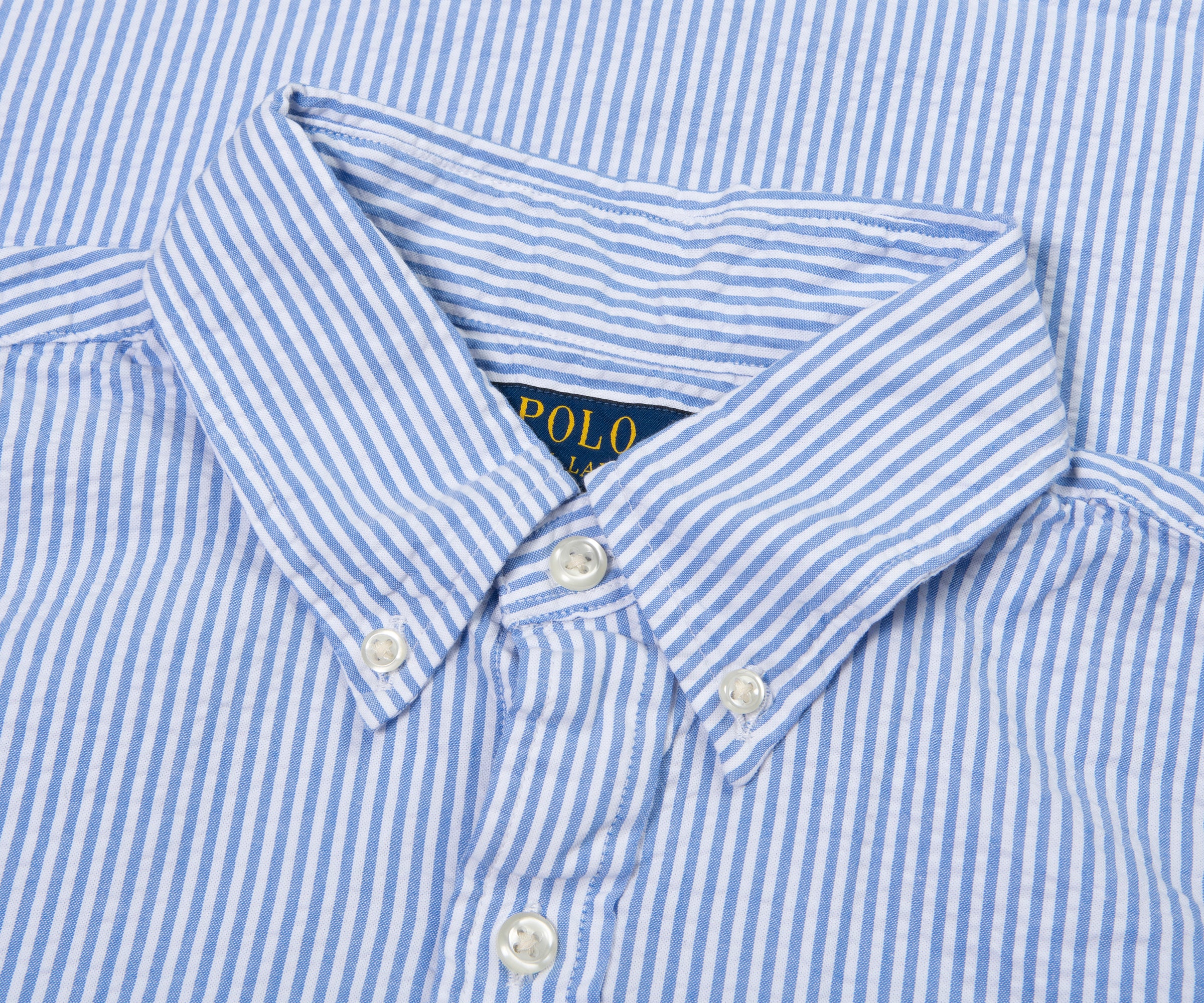 Ralph Lauren Blue/White Seersucker Stripe SS Shirt - Image 2