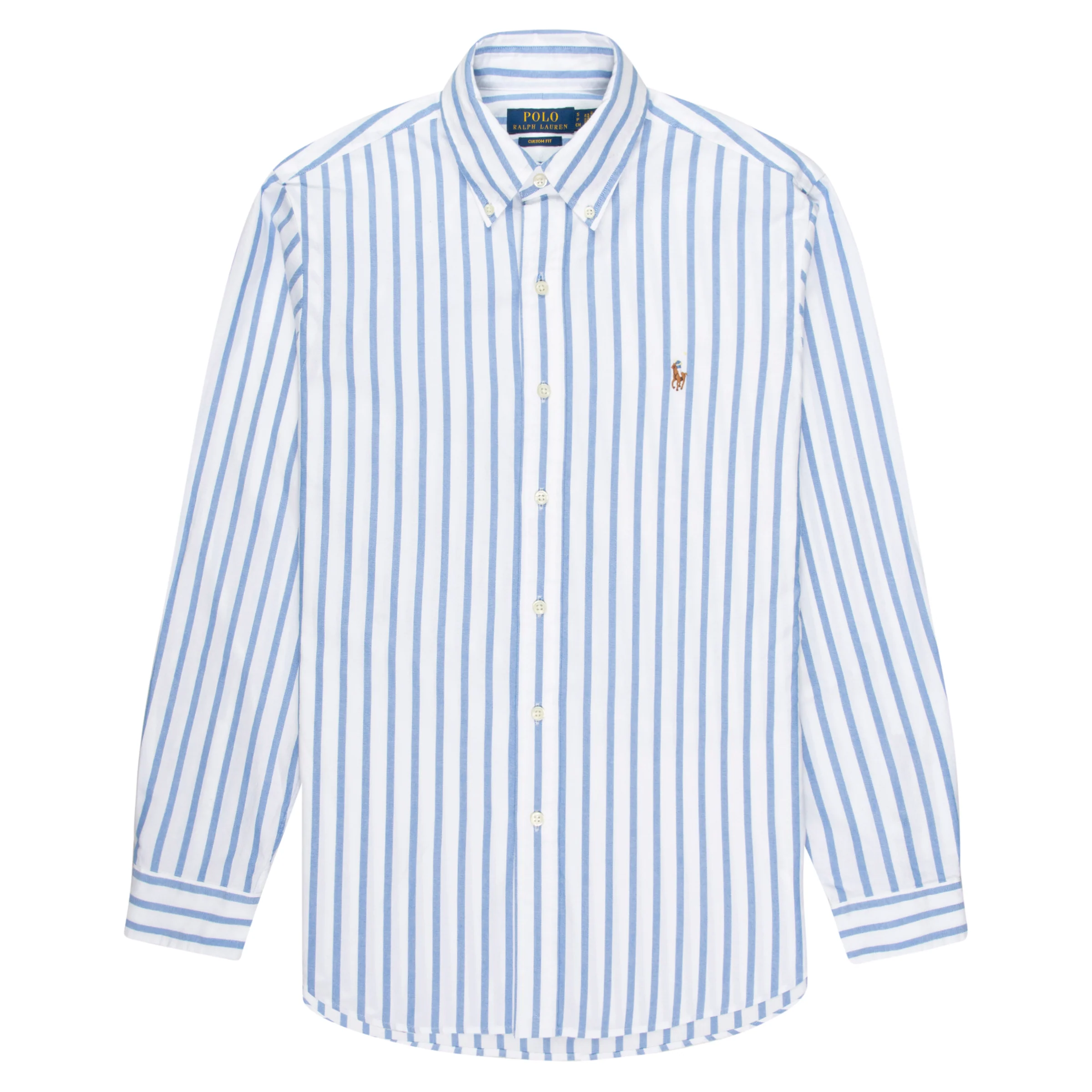 Ralph Lauren Blue/White Striped LS Custom Fit Shirt