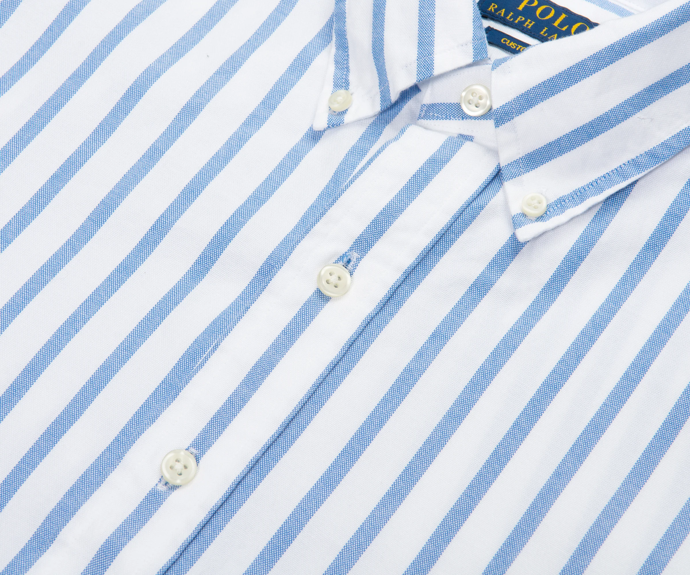 Ralph Lauren Blue/White Striped LS Custom Fit Shirt - Image 3