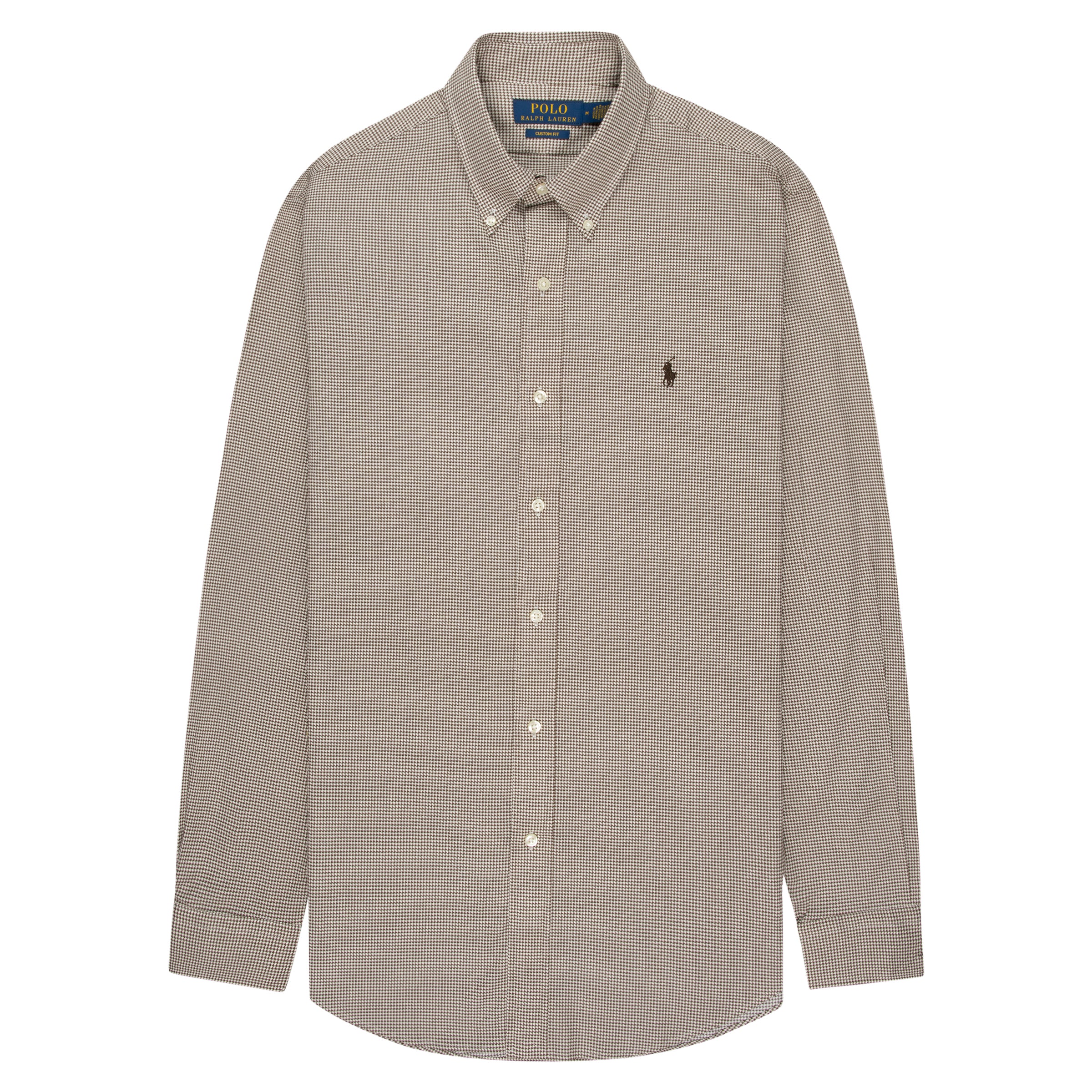 Ralph Lauren Brown Dogs Tooth Custom Fit Shirt