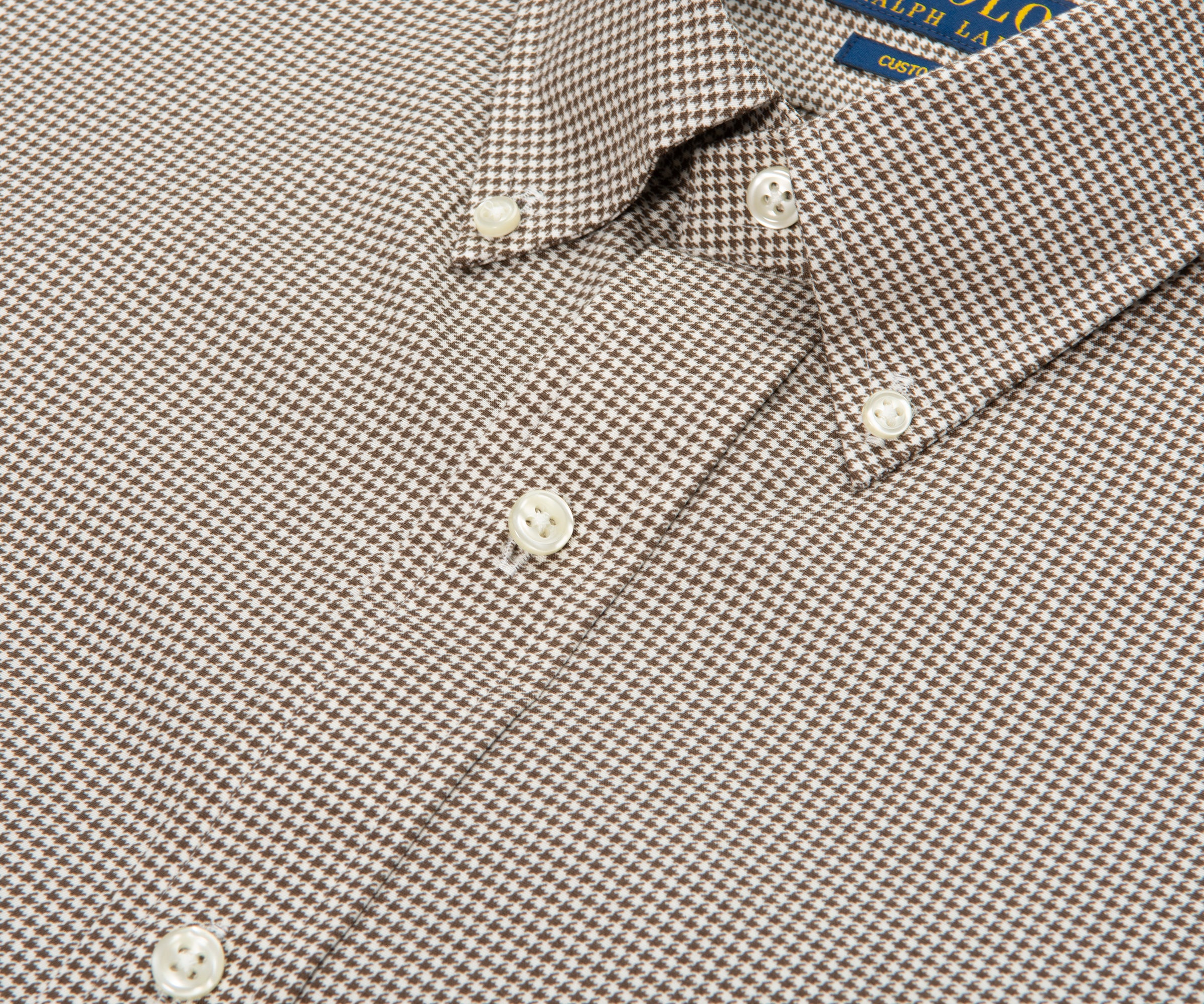 Ralph Lauren Brown Dogs Tooth Custom Fit Shirt - Image 3