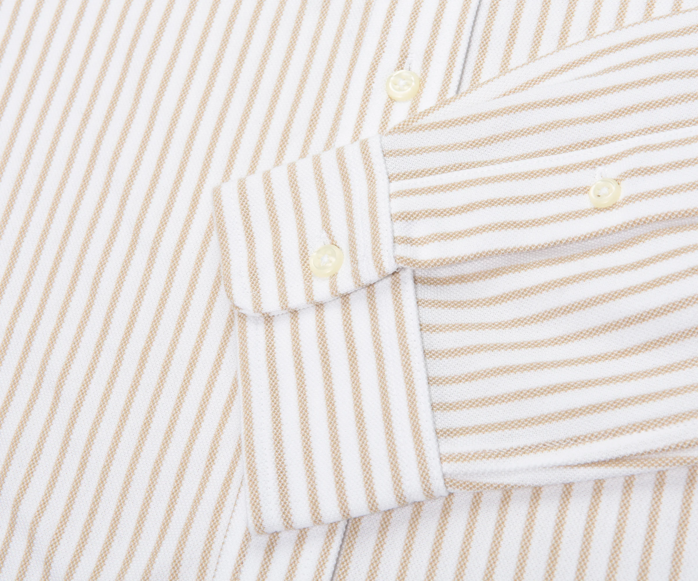 Ralph Lauren Cream/Brown Stripe Jersey LS Oxford Shirt - Image 4