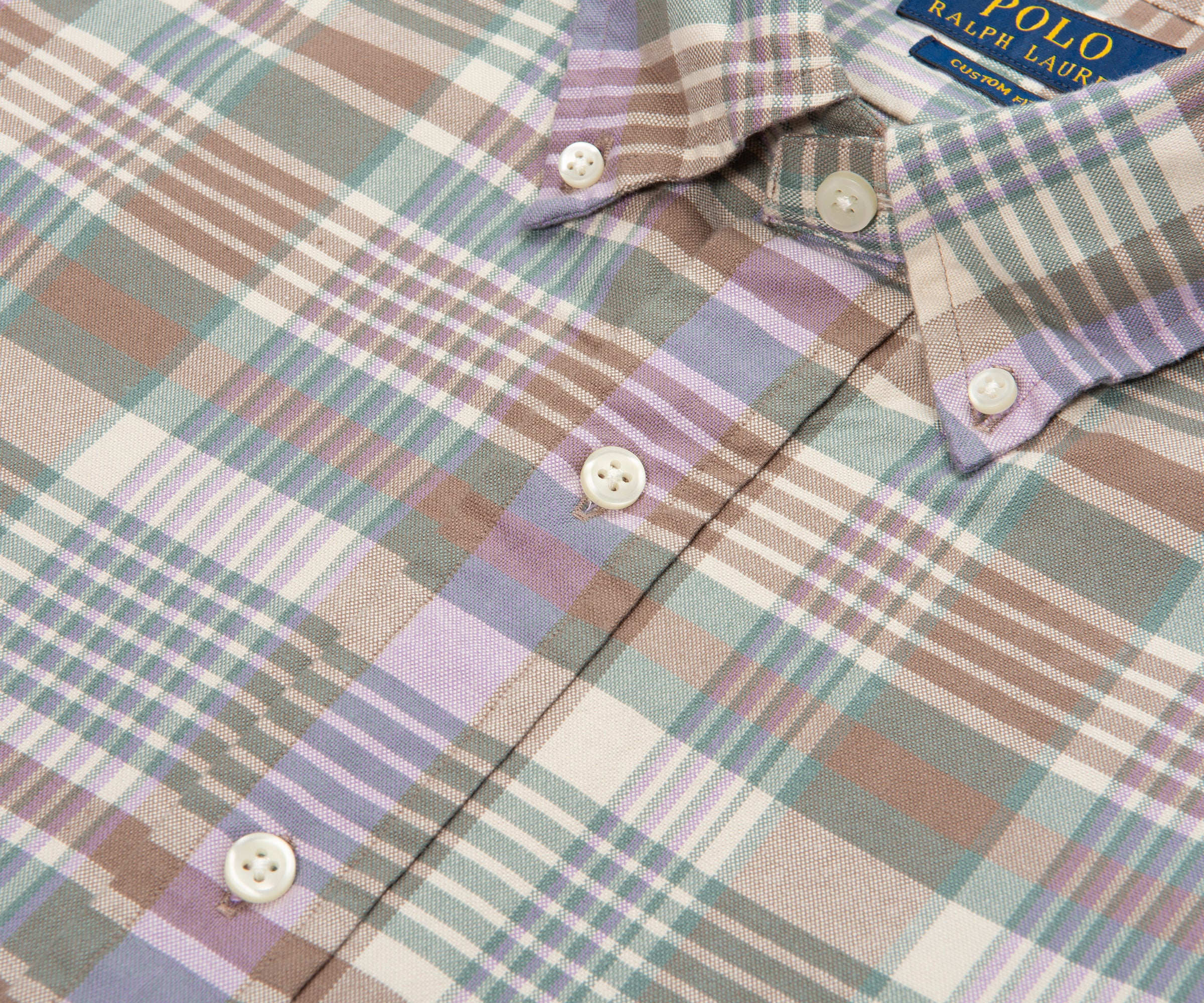 Ralph Lauren Green Multi Check Custom Fit Shirt - Image 3