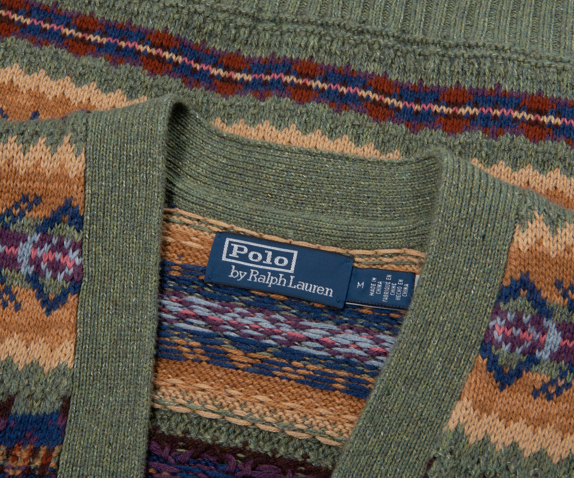 Ralph Lauren Green Multi Fair Isle Cotton Blend Cardigan - Image 2