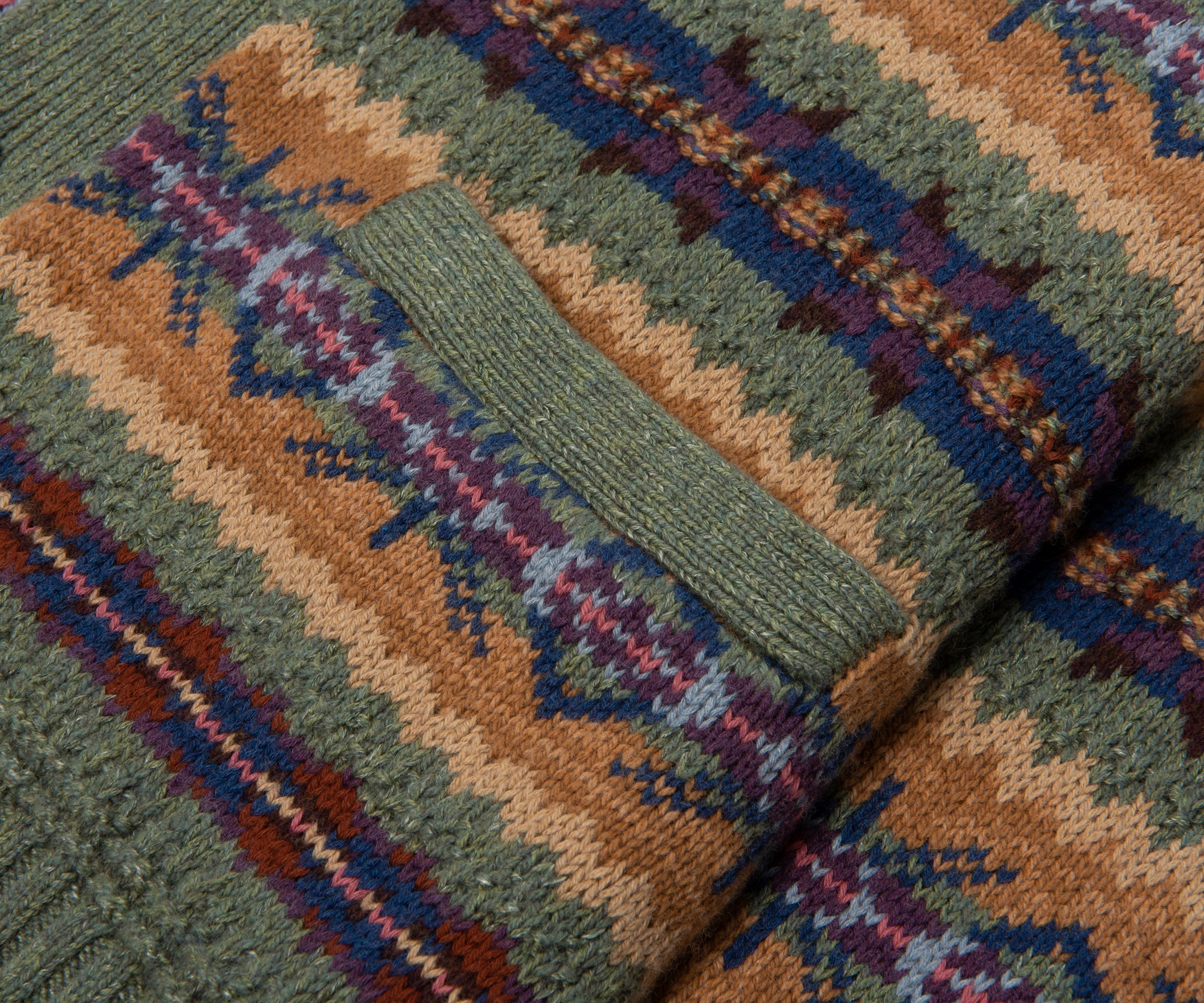 Ralph Lauren Green Multi Fair Isle Cotton Blend Cardigan - Image 5