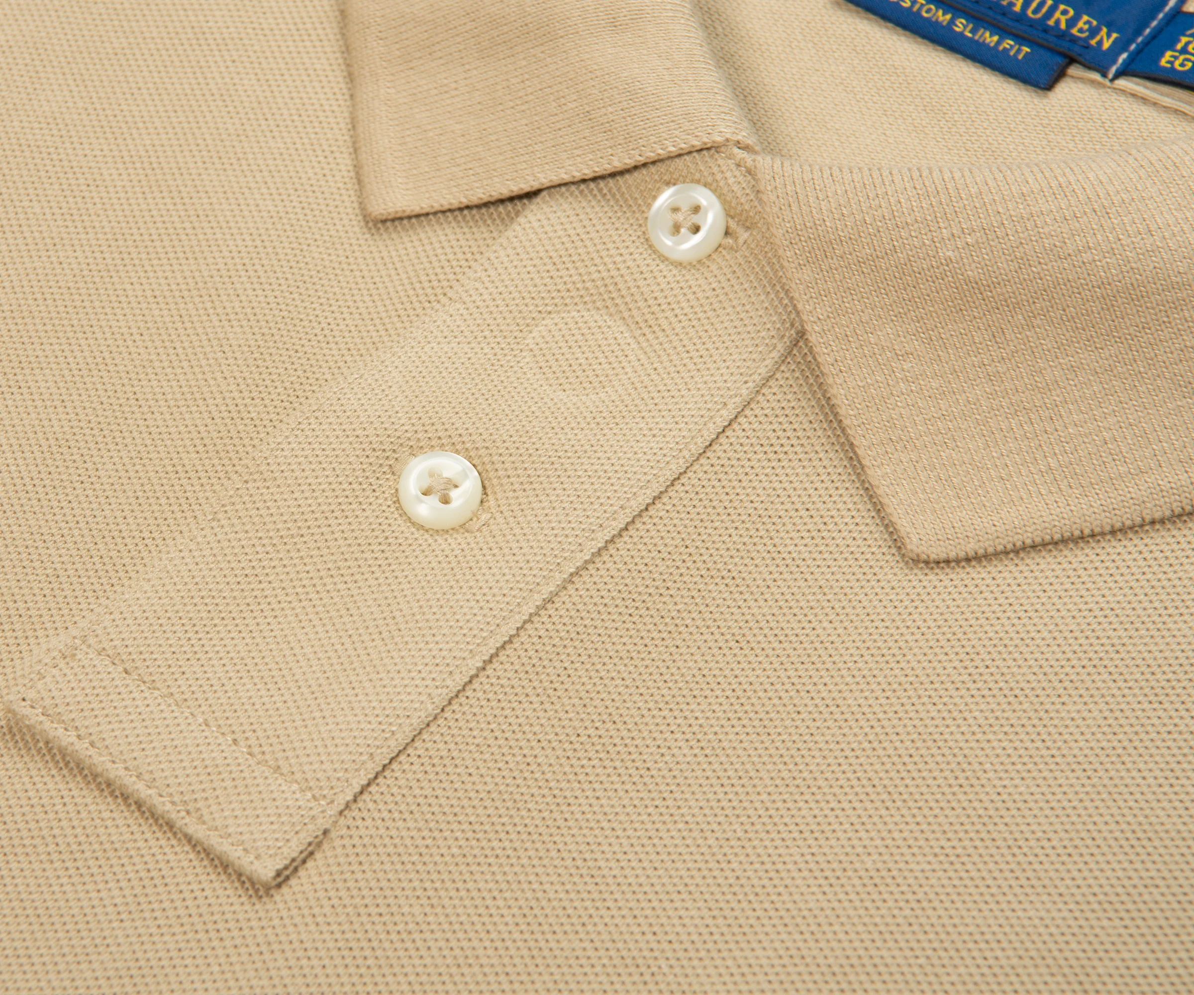 Ralph Lauren Khaki Stretch Mesh Slim Fit Polo - Image 3