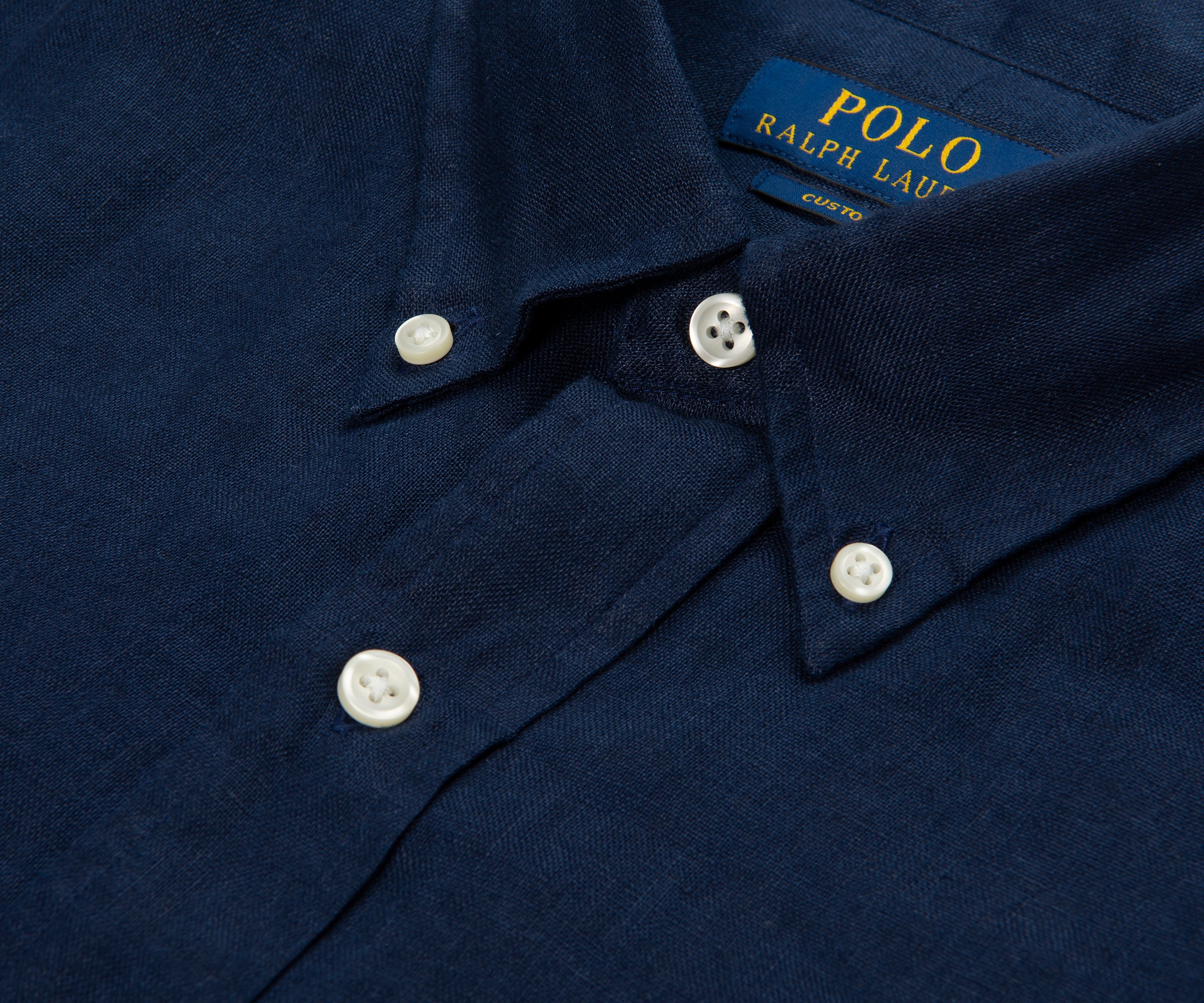 Ralph Lauren Navy Custom Fit Linen Shirt - Image 3