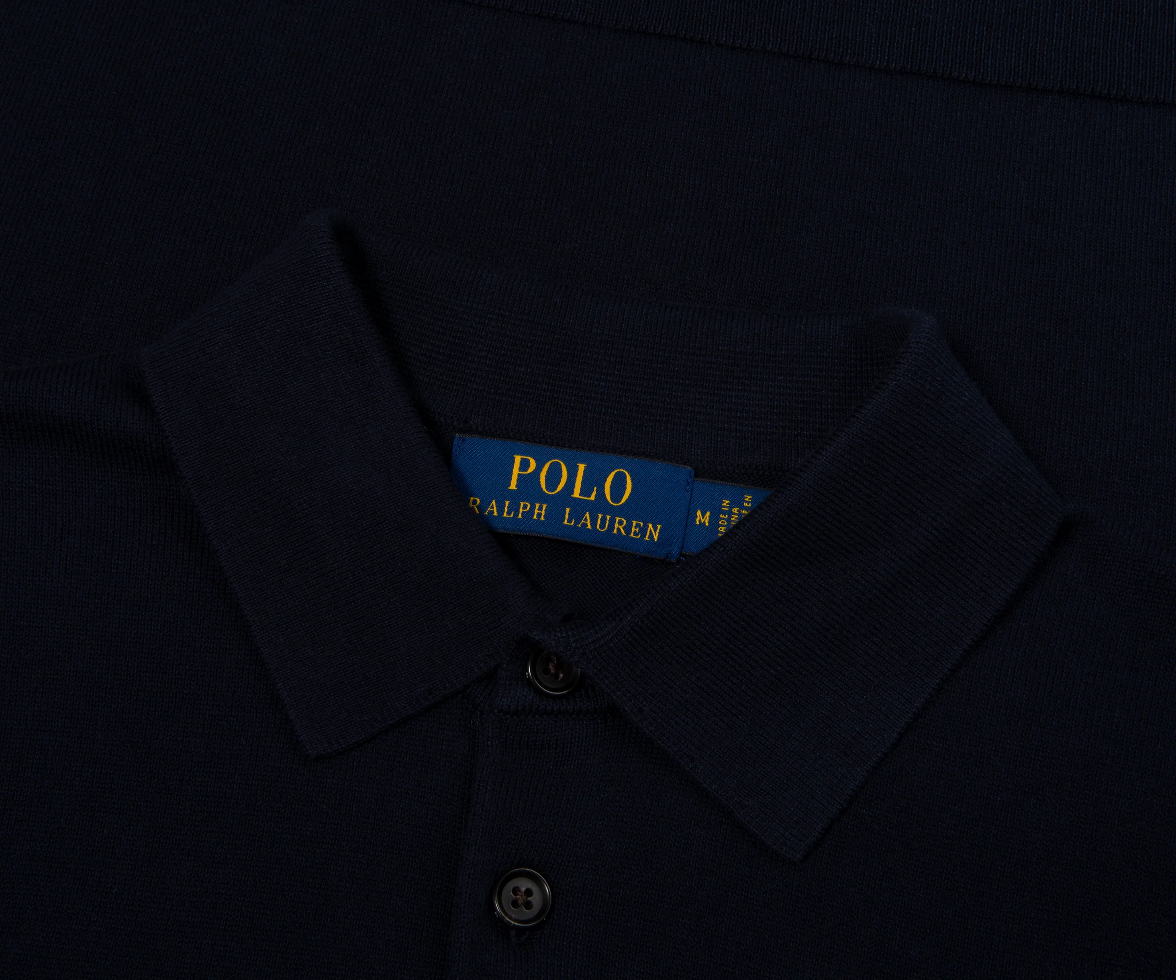 Ralph Lauren Navy Knitted SS Polo - Image 2