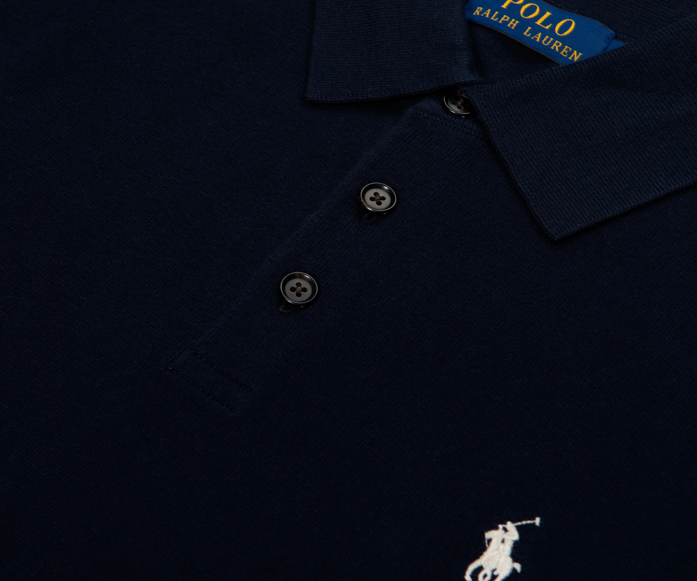 Ralph Lauren Navy Knitted SS Polo - Image 3