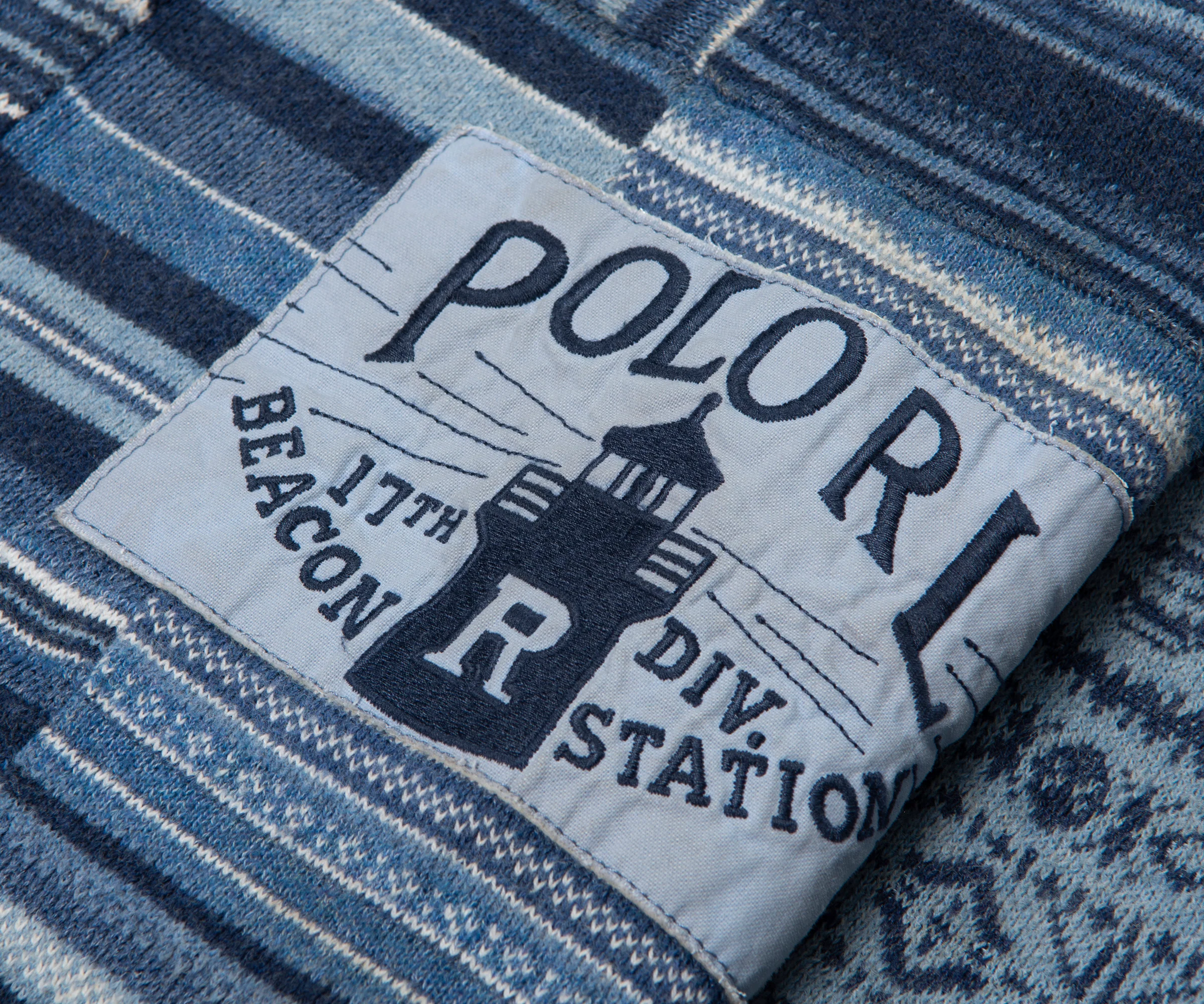 Ralph Lauren Navy Patchwork Cotton Shawl Cardigan - Image 2