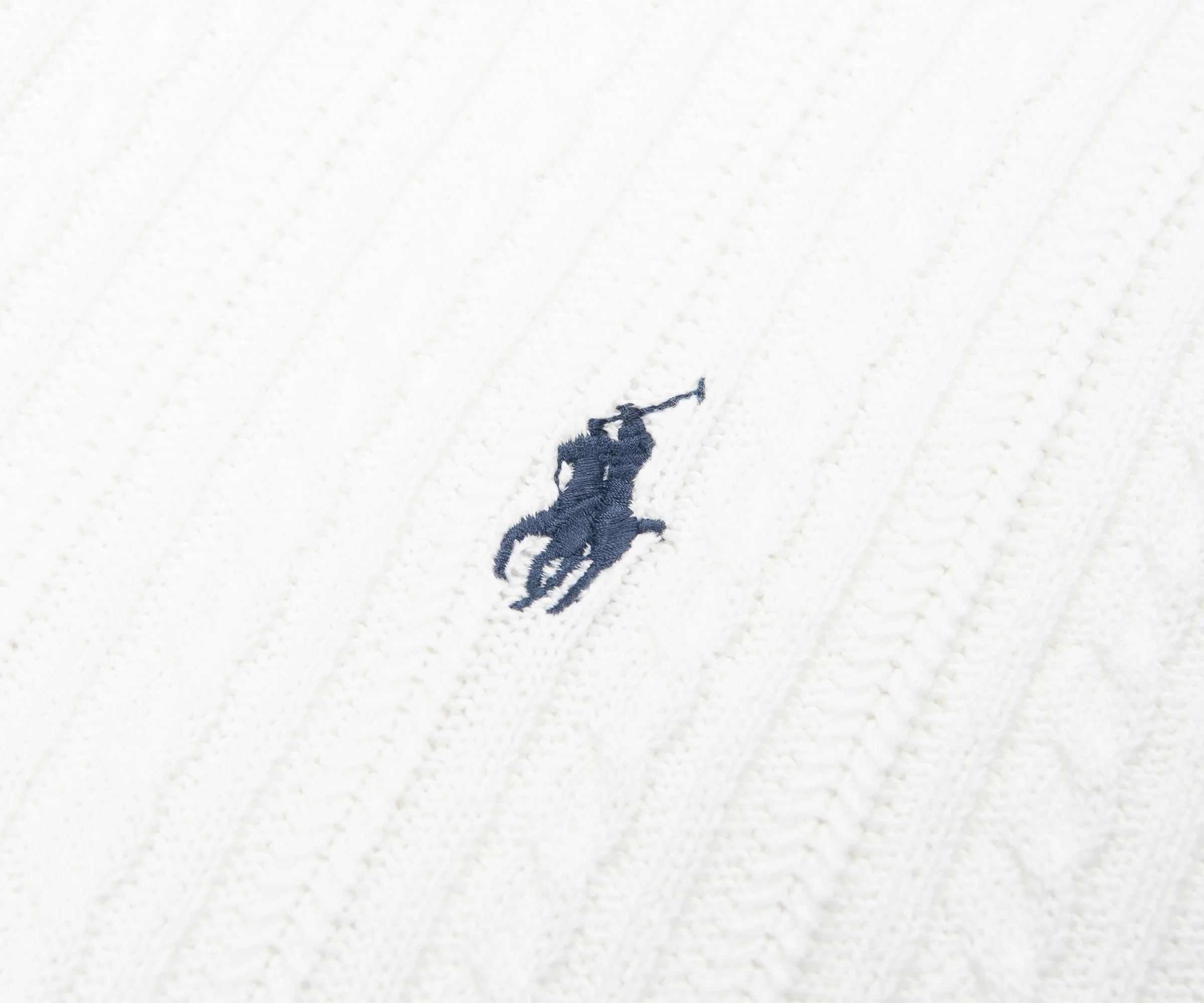 Ralph Lauren White Cable Knit SS Polo - Image 4