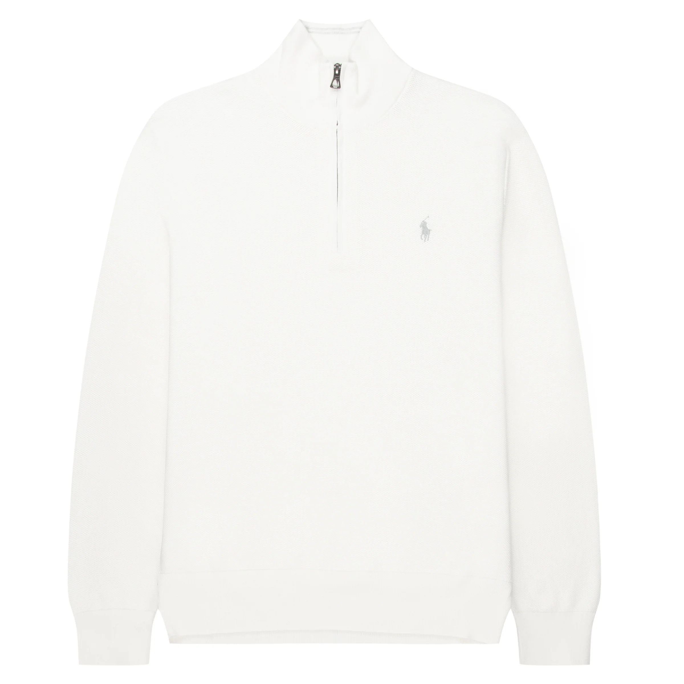 Ralph Lauren White Waffle Knit 1/4 Zip Sweater