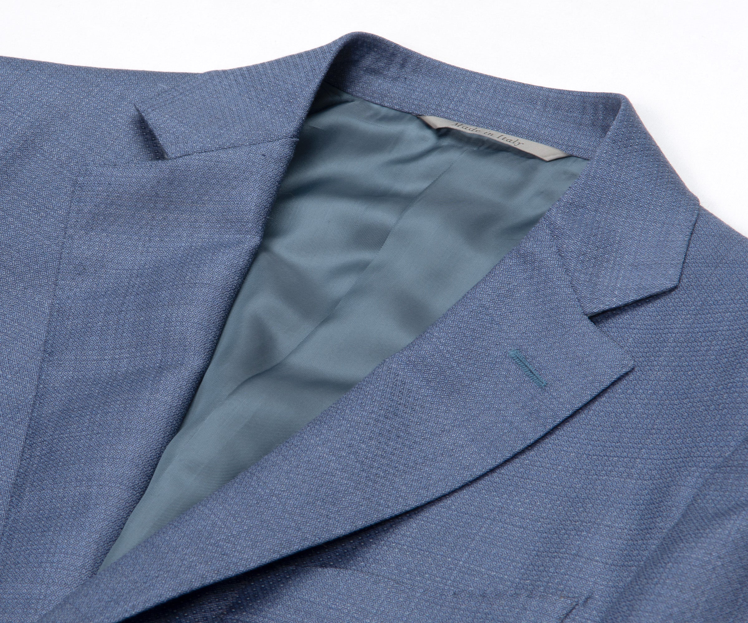 Canali Slim Fit Textured Wool 2 Button Suit Summer Blue - Image 2