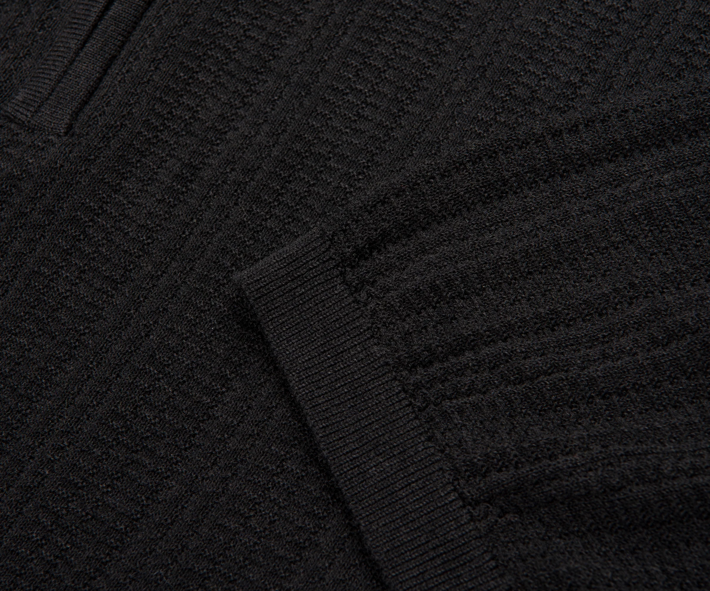 Armani Dark Grey Waffle 1/4 Zip Knitted Polo - Image 5