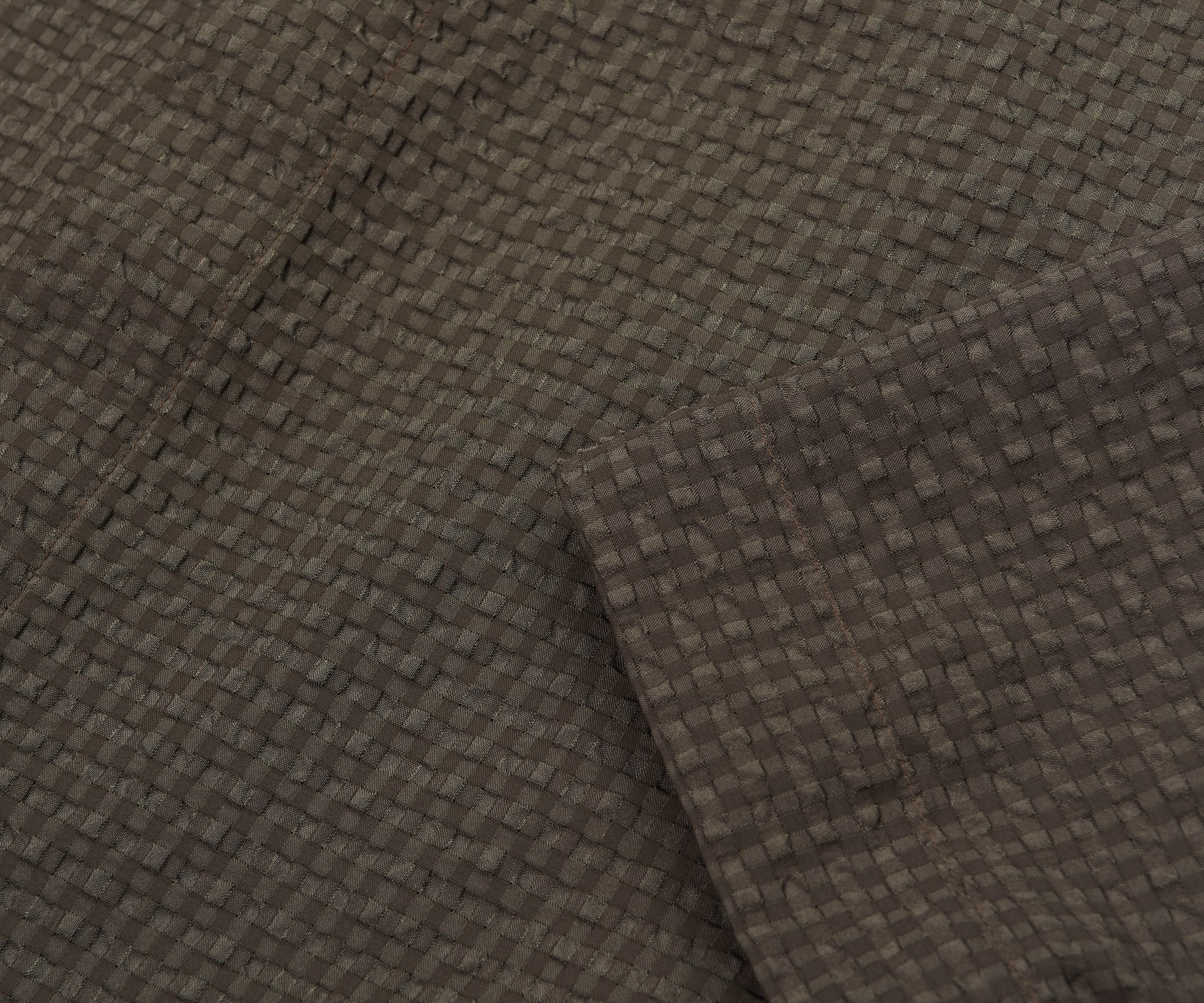 Armani Khaki Icon Checkered Crimp SS Shirt - Image 3