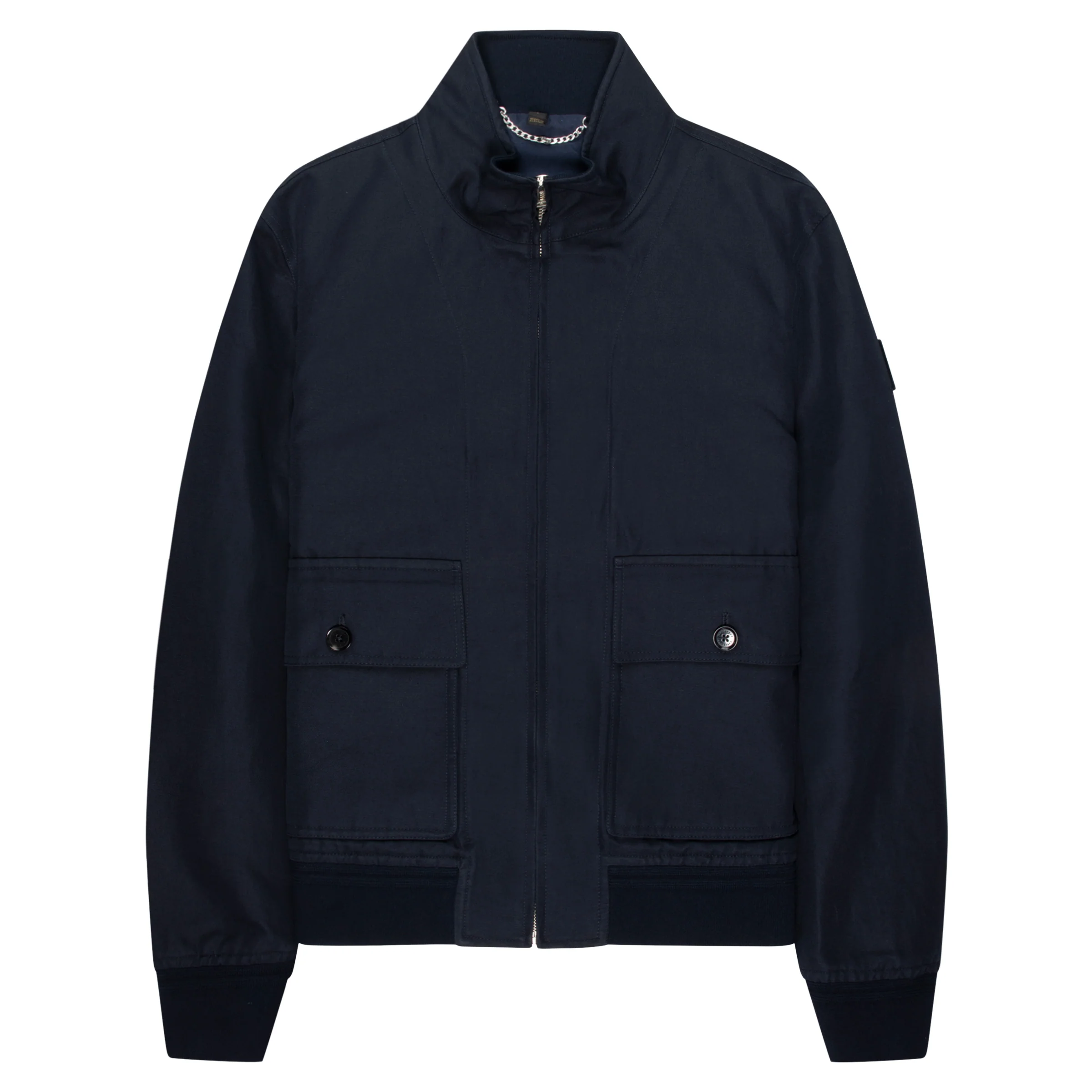 Belstaff Dark Ink Helston Linen Cotton Twill Tailored Jacket
