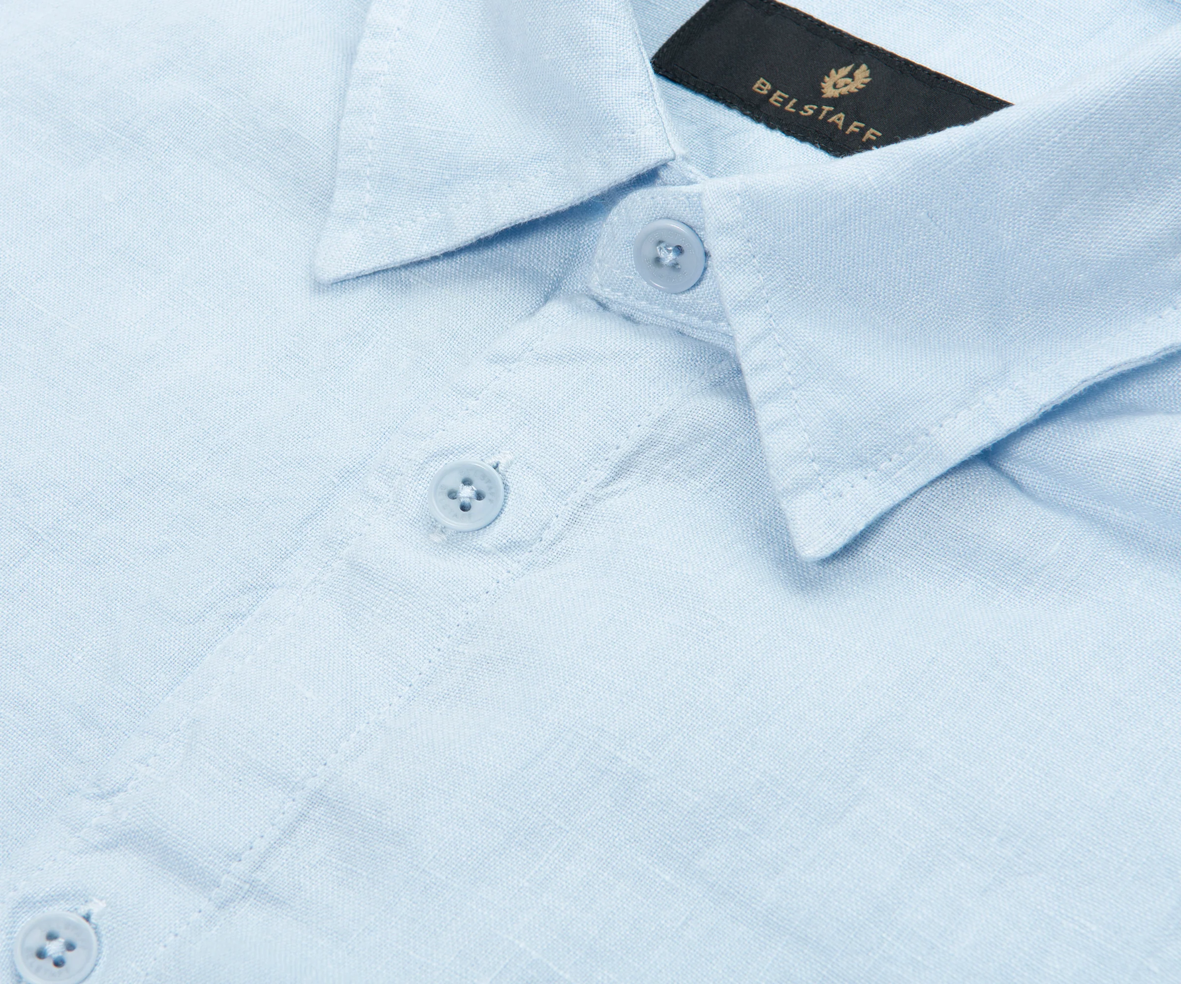 Belstaff Sky Blue Scale SS Linen Shirt - Image 3
