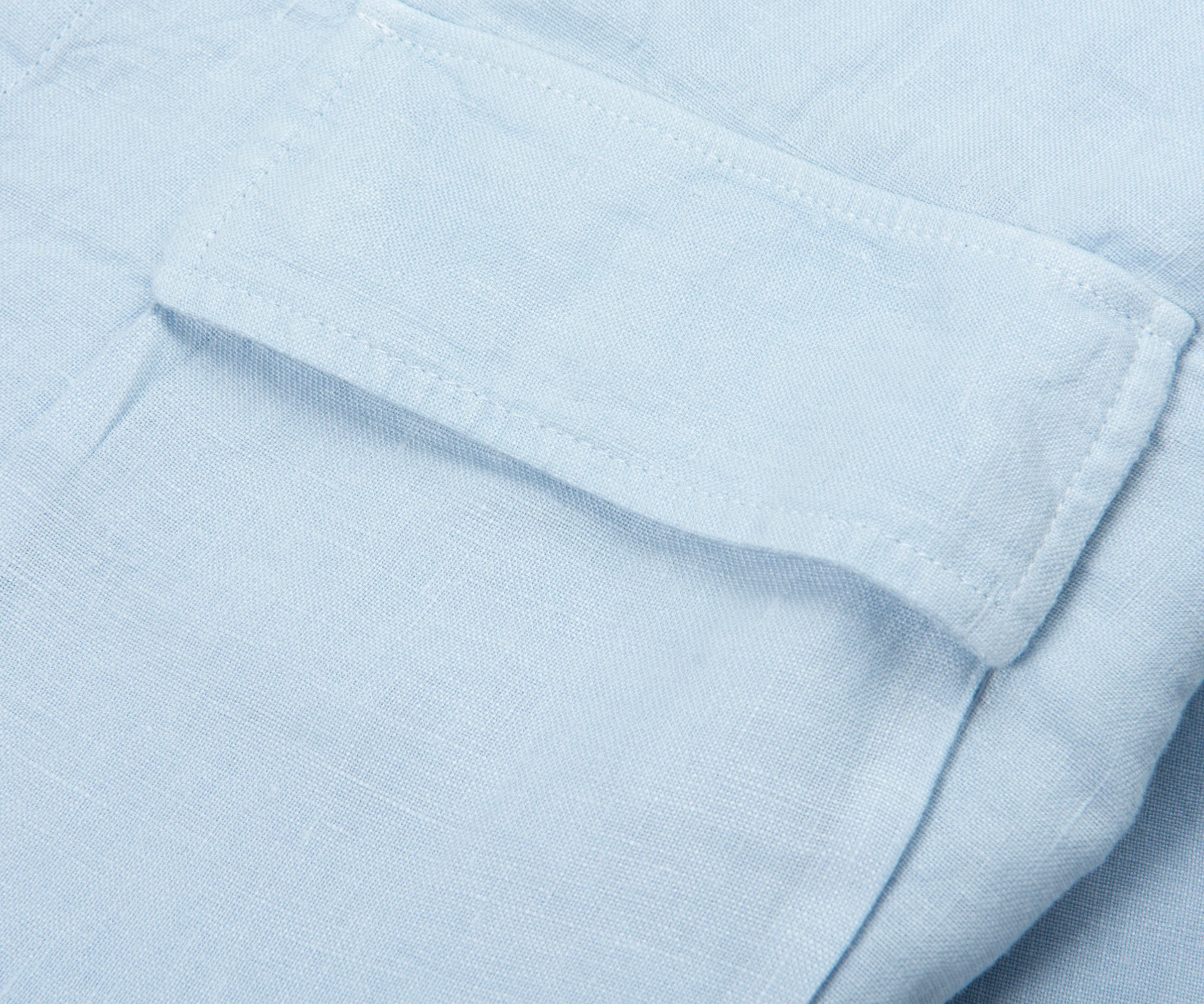 Belstaff Sky Blue Scale SS Linen Shirt - Image 5