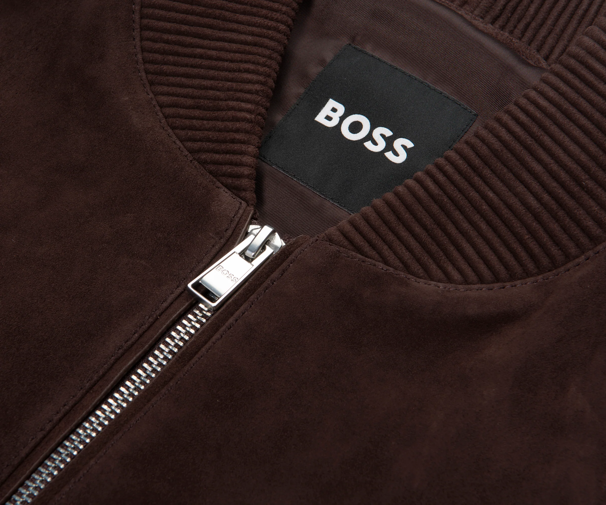 Boss Brown H Muller Suede Bomber Jacket - Image 3