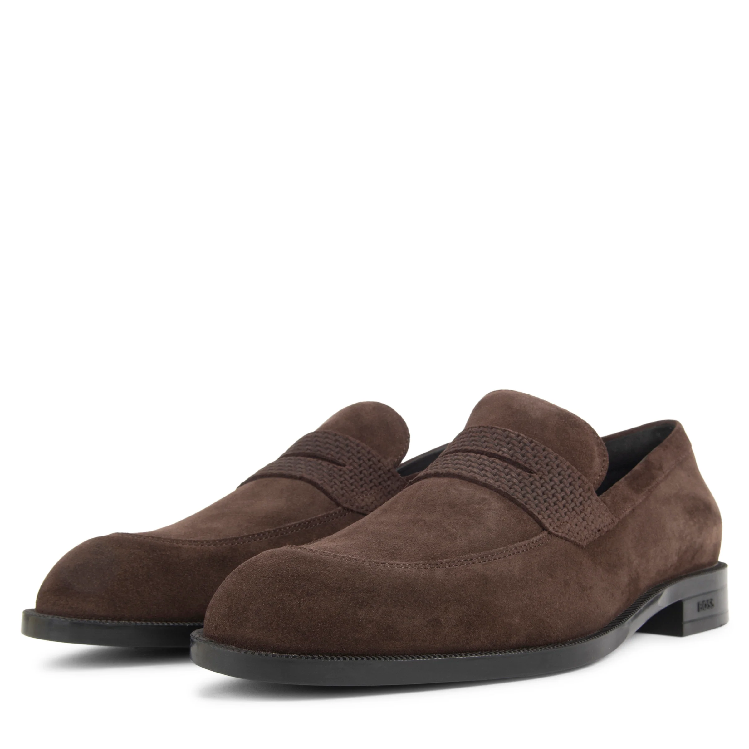 Boss Brown Tayil Suede Textured Loafers - Image 4