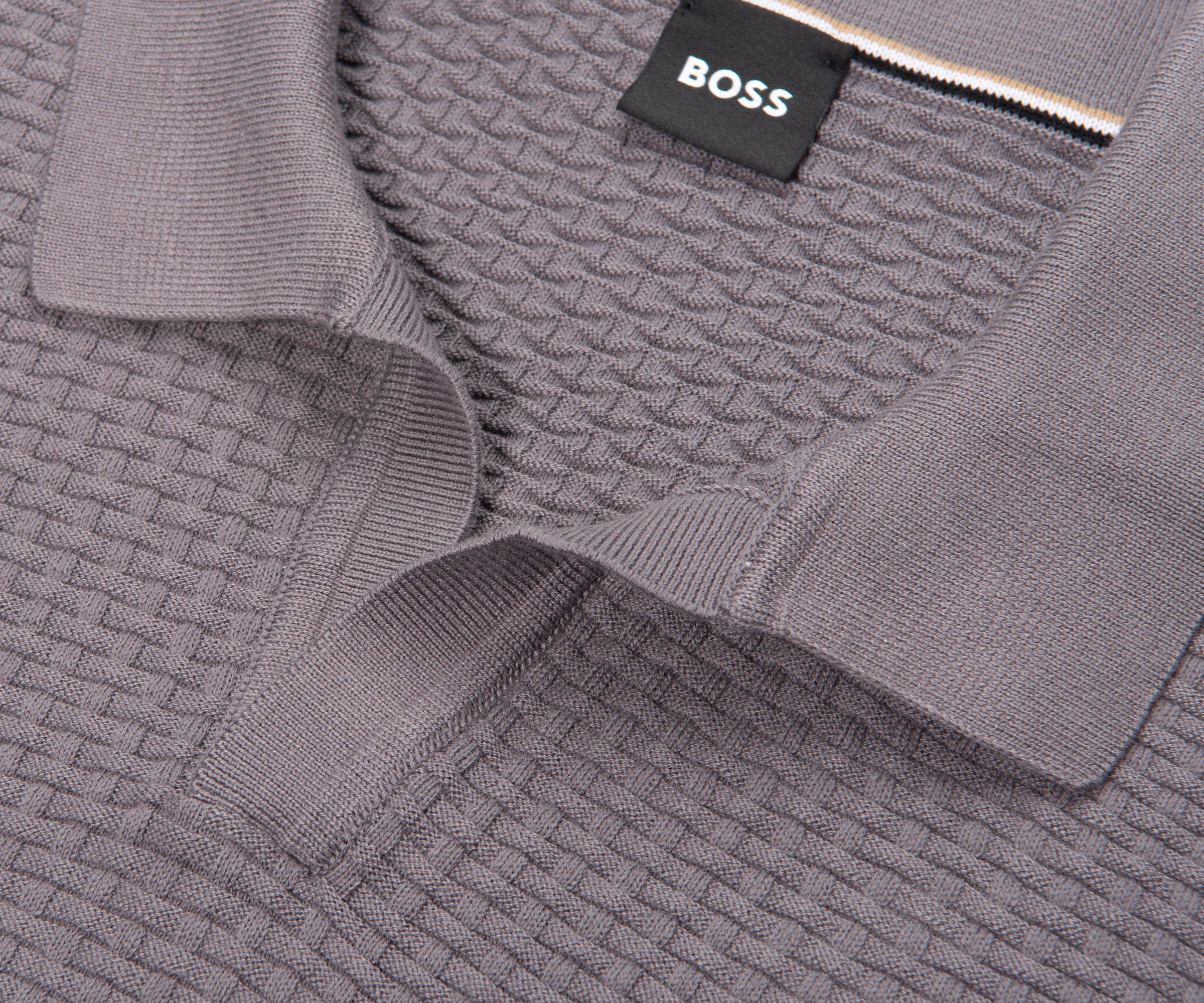 Boss H-Natalo Purple Knitted Polo - Image 3