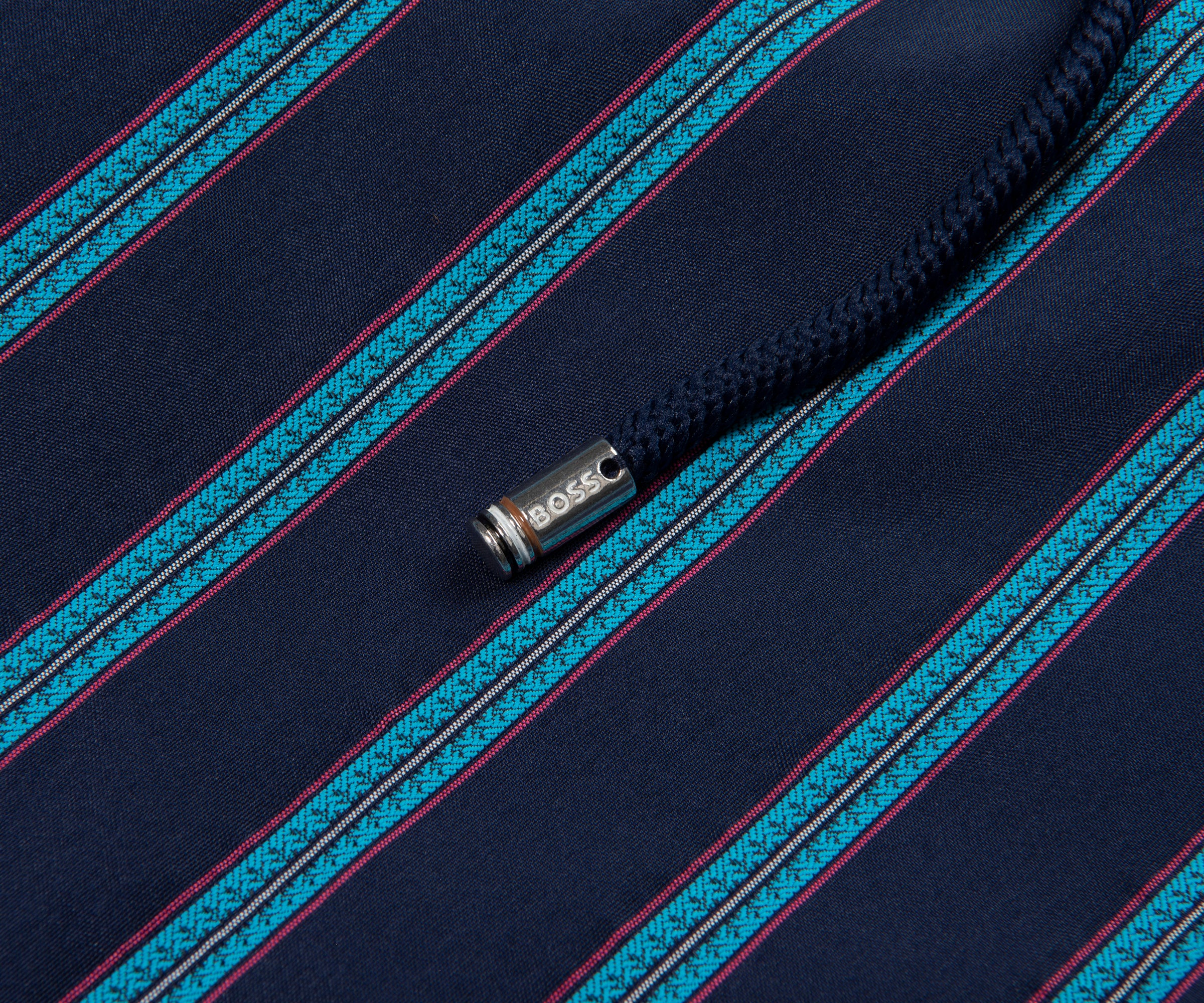 Boss Navy Sautner Pink Stripe Swim Shorts - Image 3
