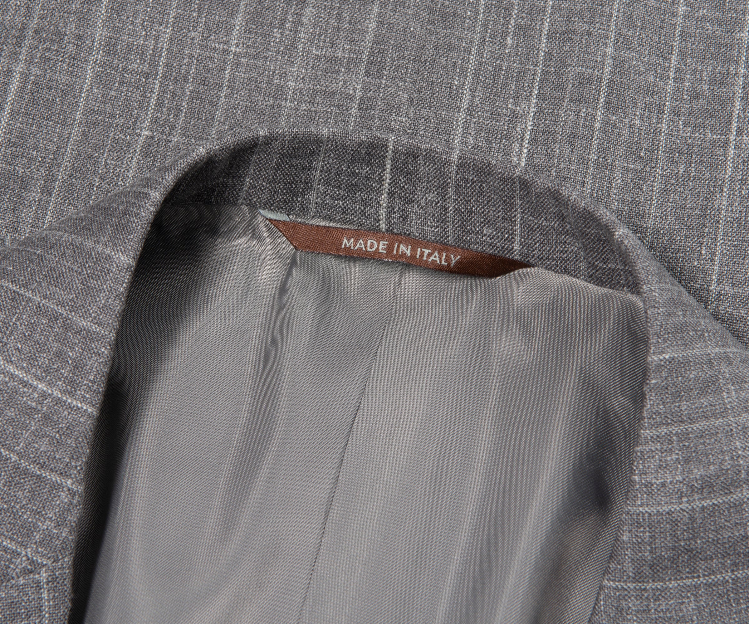 Canali Grey Fine Stripe Wool Silk Linen Suit - Image 2