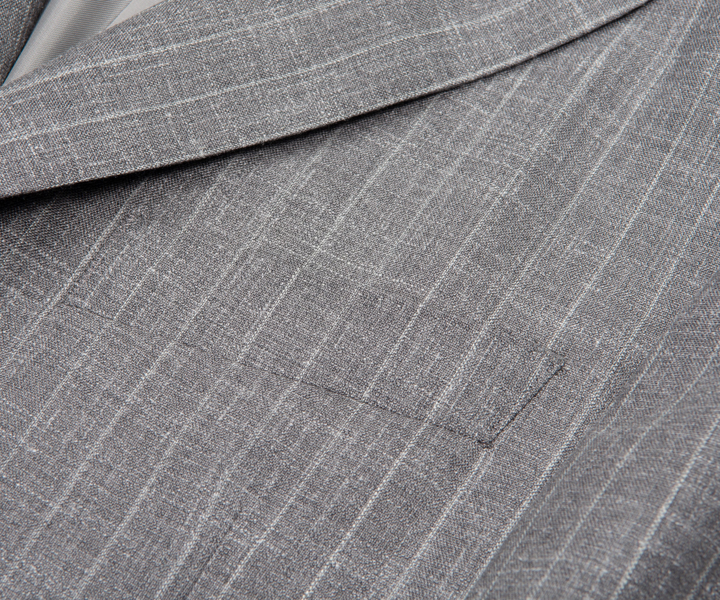 Canali Grey Fine Stripe Wool Silk Linen Suit - Image 3