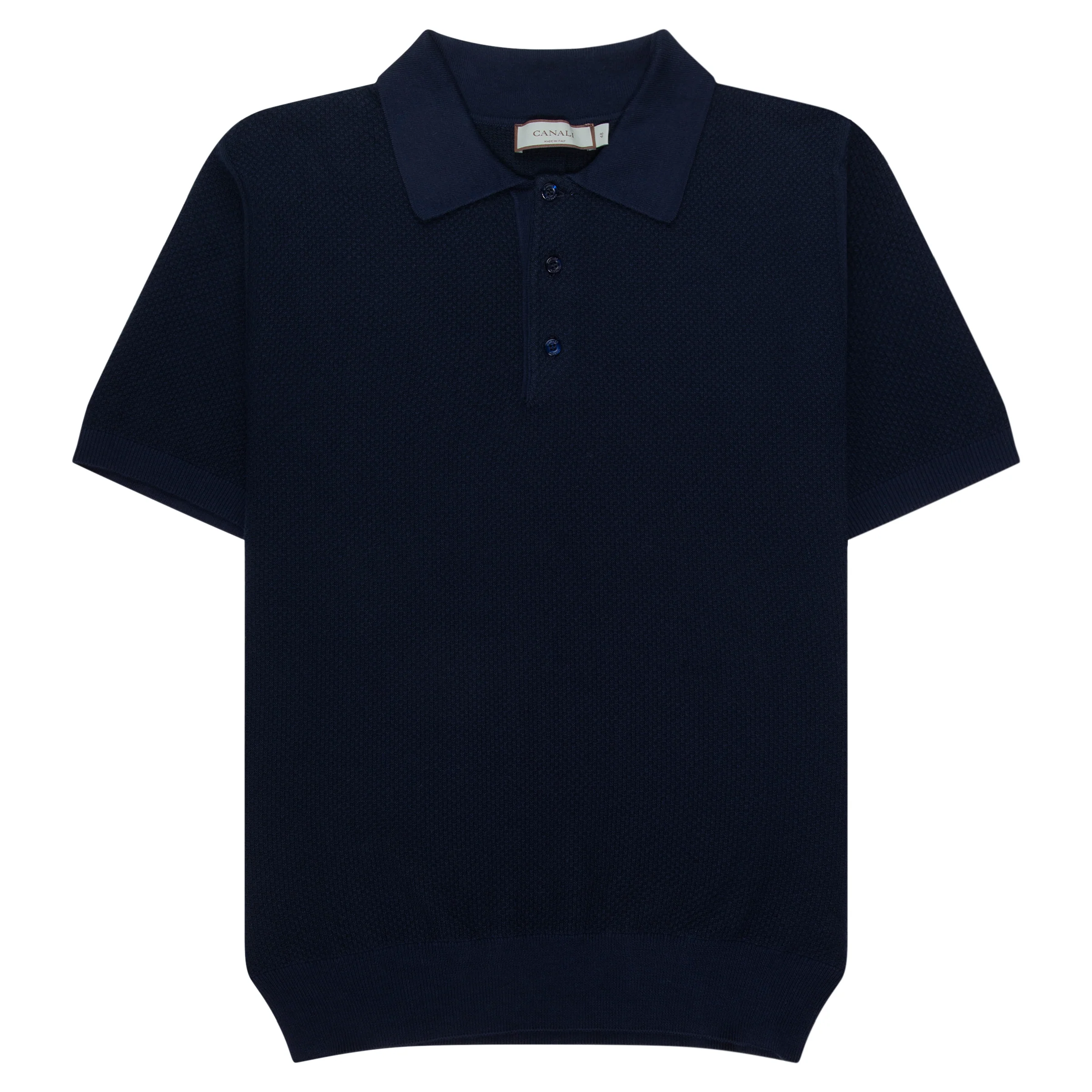 Canali Navy Micro-Structured Polo