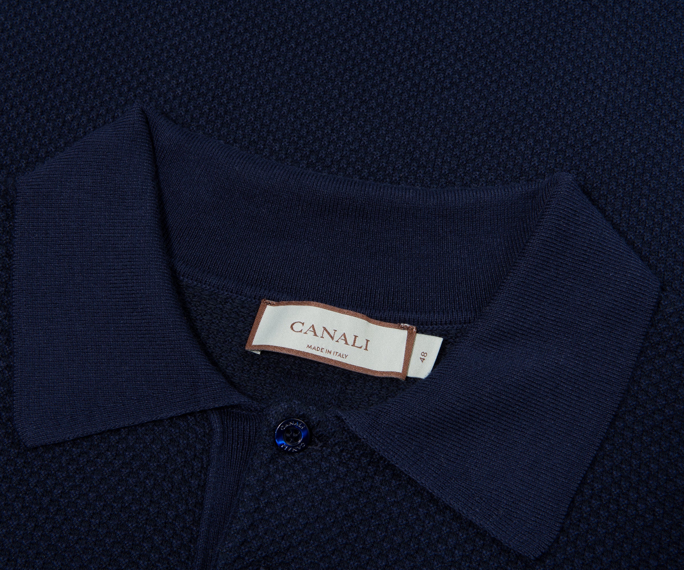 Canali Navy Micro-Structured Polo - Image 2