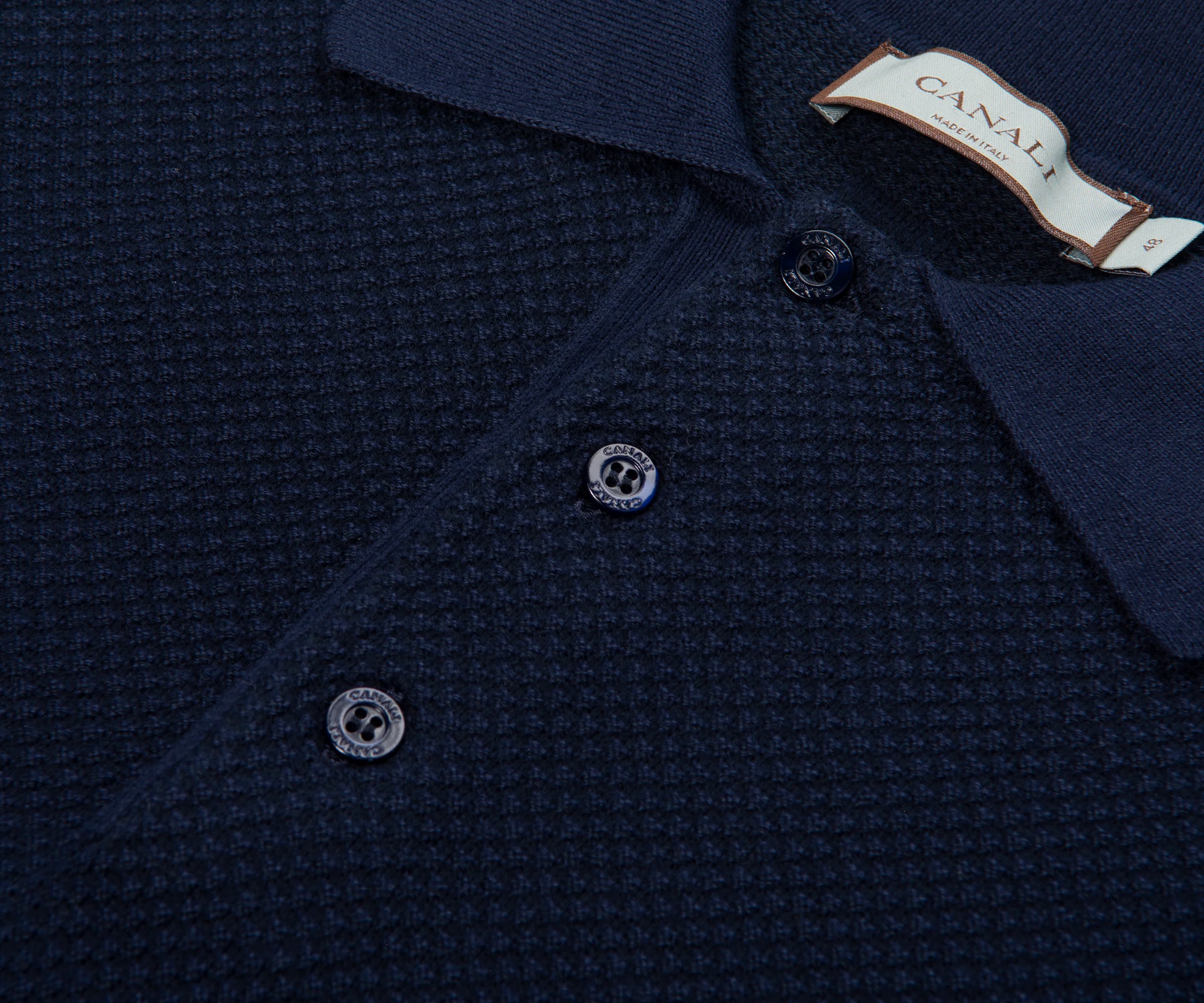 Canali Navy Micro-Structured Polo - Image 3