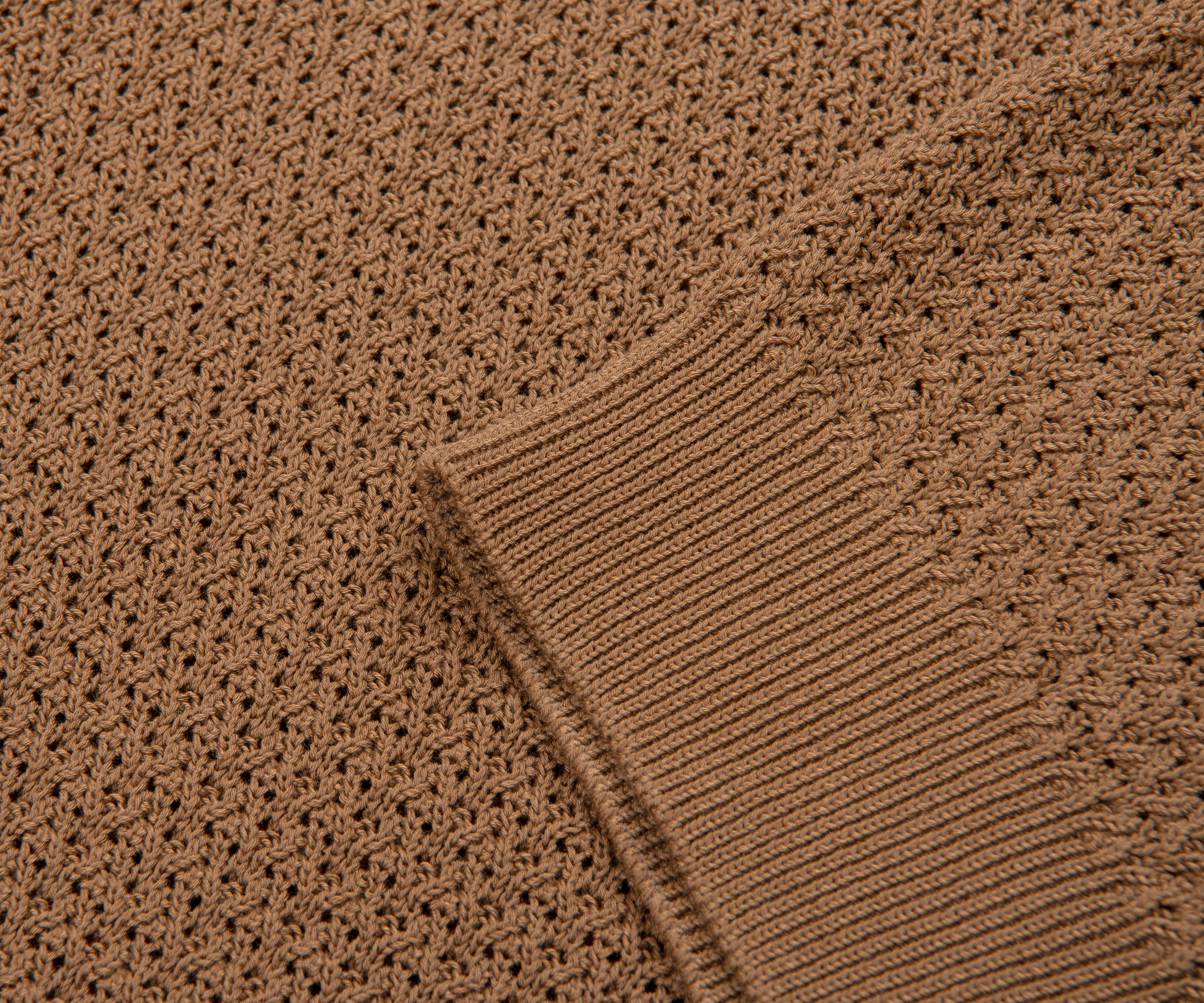 Filippo Rust Woven Full Button Polo - Image 4