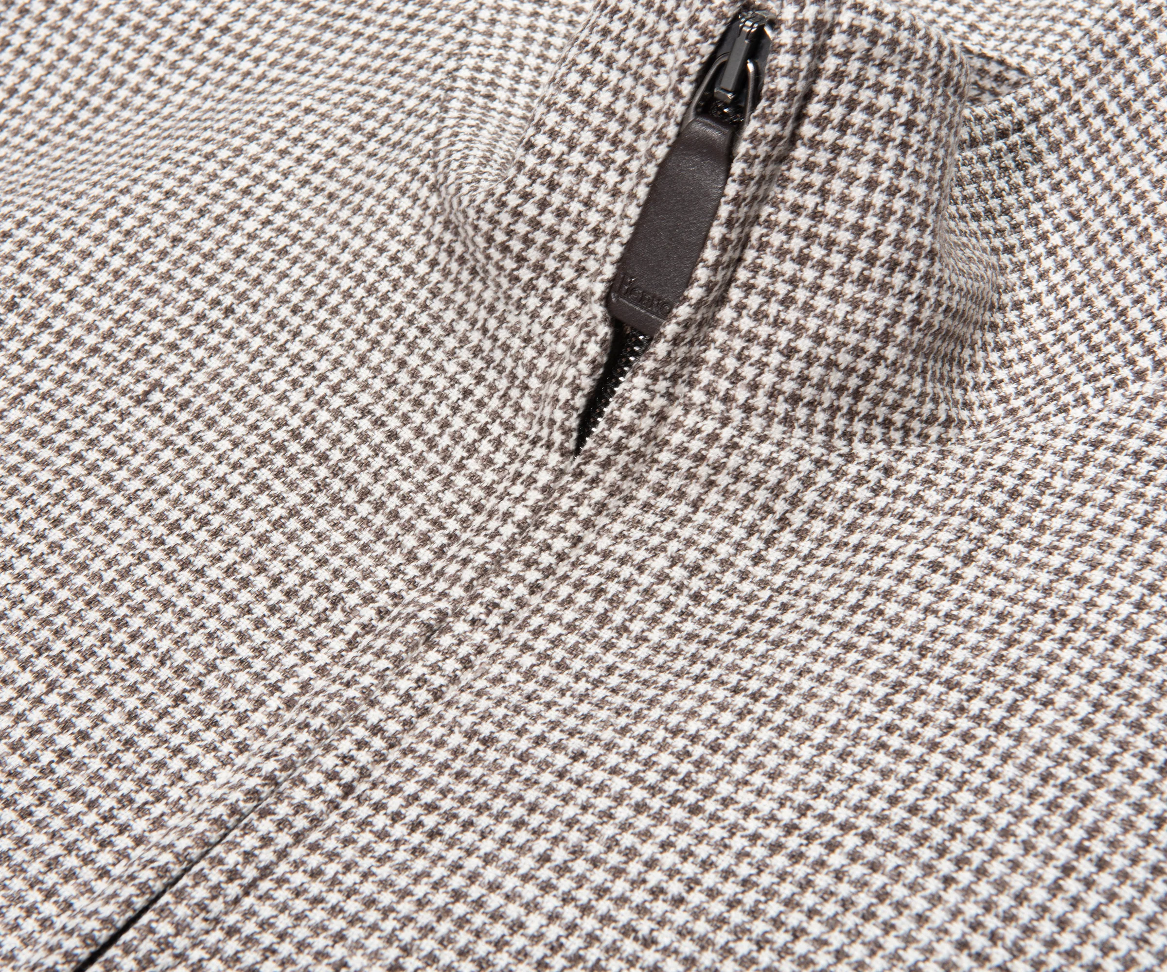 Herno Cream/Brown Puppytooth Pied De Poule Linen Blouson - Image 3