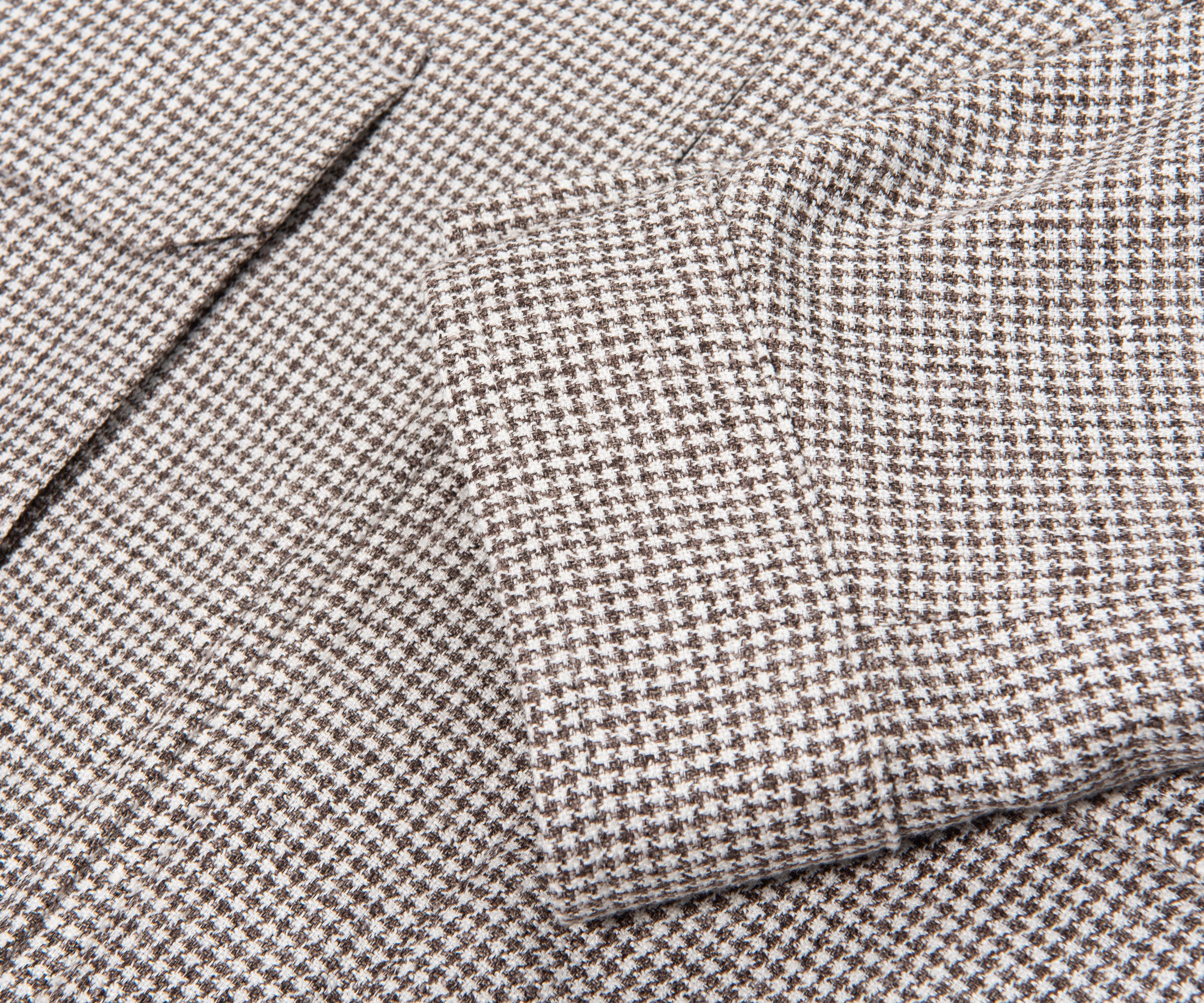 Herno Cream/Brown Puppytooth Pied De Poule Linen Blouson - Image 5
