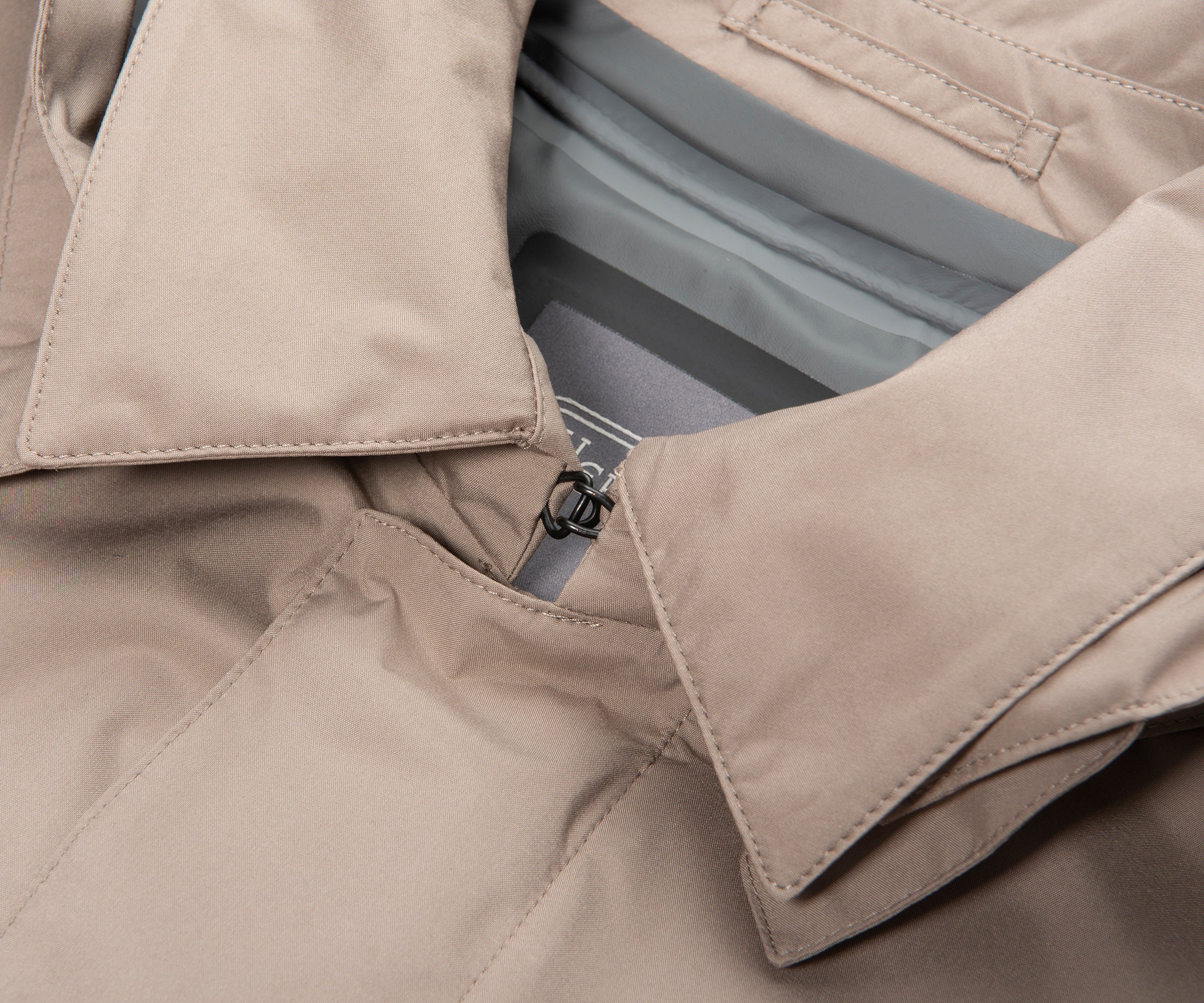 Herno Taupe Hooded Waterproof 3/4 Jacket - Image 3