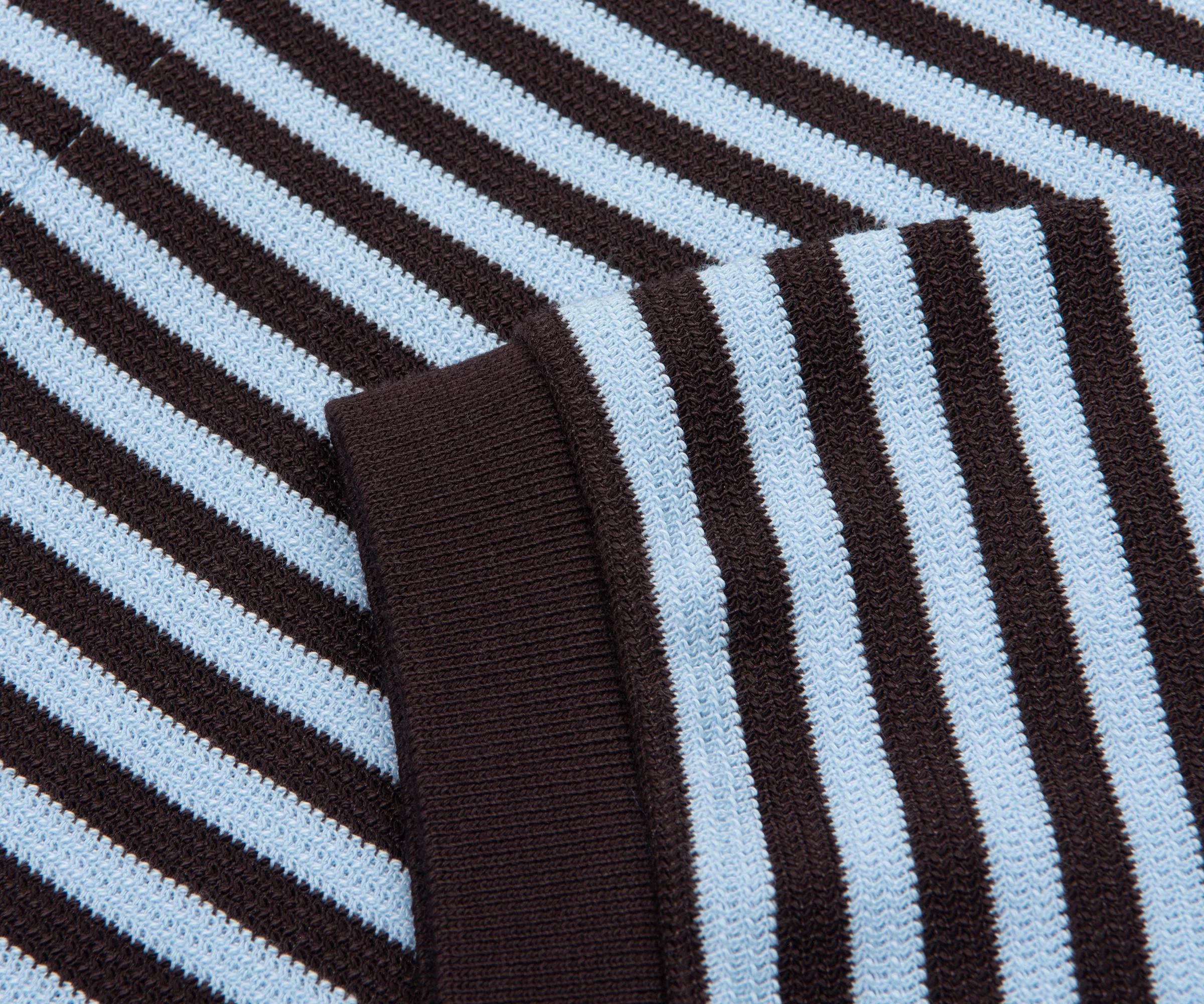 Lacoste Brown/Blue Knitted Striped Polo - Image 5