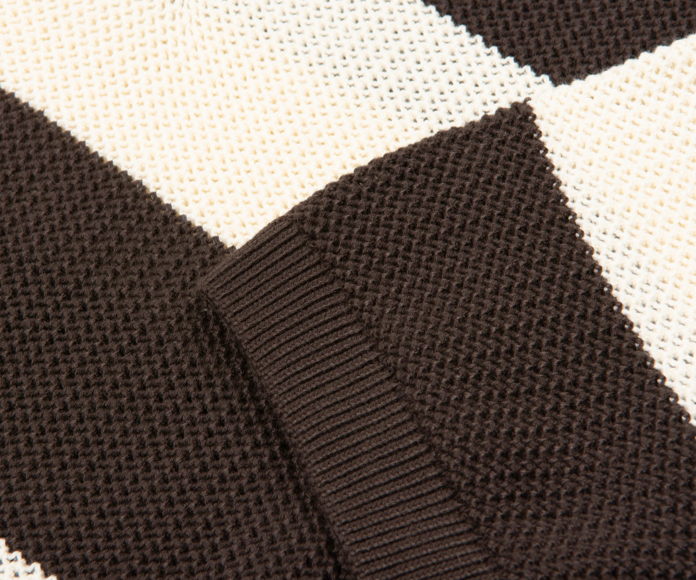 Lacoste Brown/Cream Bar Stripe Knitted Polo - Image 5