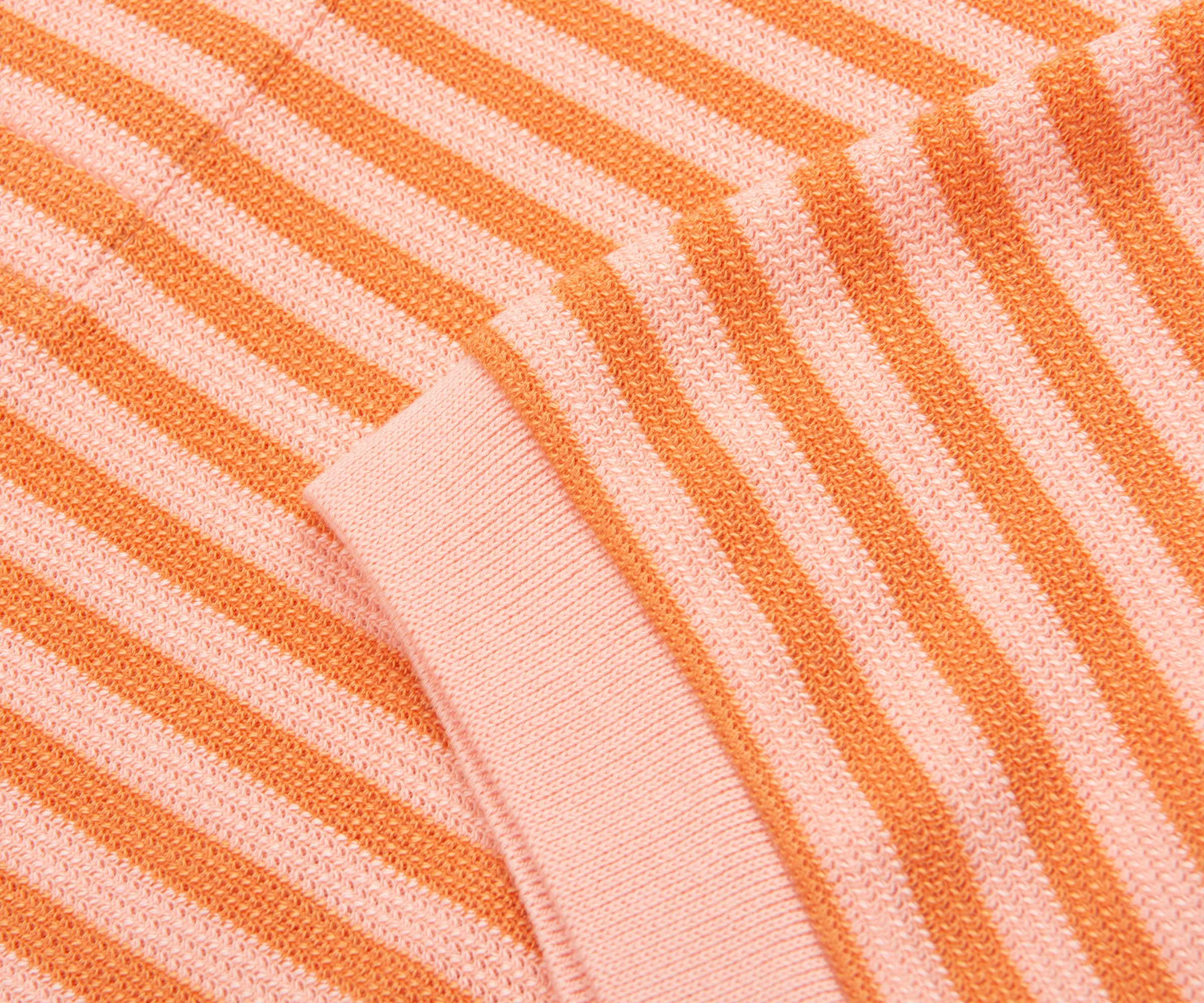Lacoste Orange/Peach Knitted Striped Polo - Image 5
