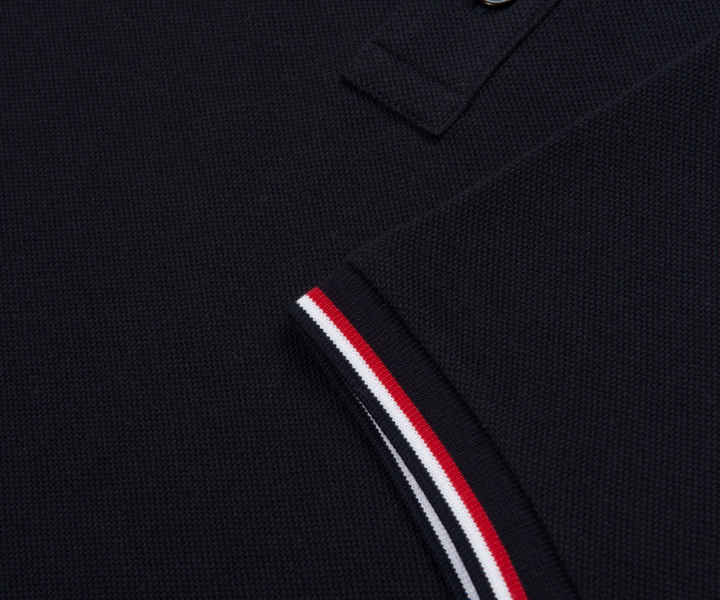 Moncler Classic Navy Tricolour-Trimmed Polo - Image 5